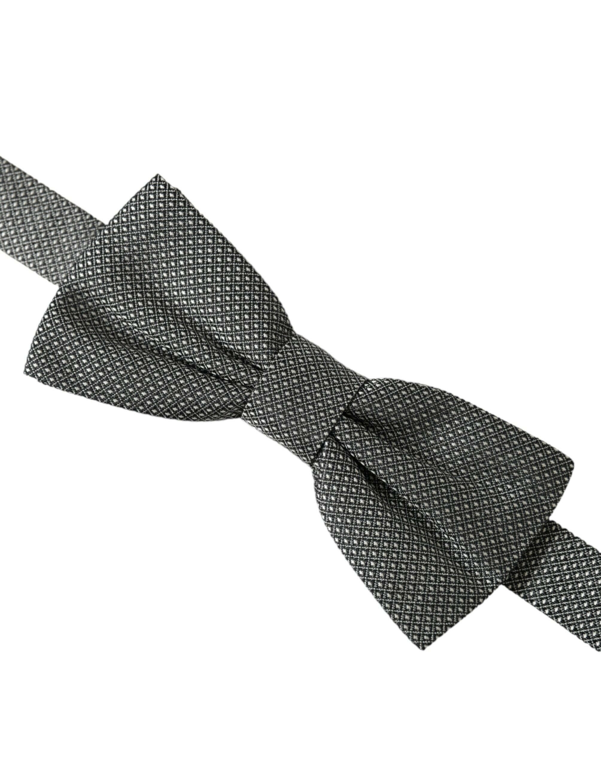 Dolce & Gabbana Gray Silk Patterned Adjustable Neck Men Papillon Bow Tie -  Neckties, Men -  Dolce & Gabbana. Dolce & Gabbana Gray Silk Patterned Adjustable Neck Men Papillon Bow Tie -  Neckties, Men -  Dolce & Gabbana.