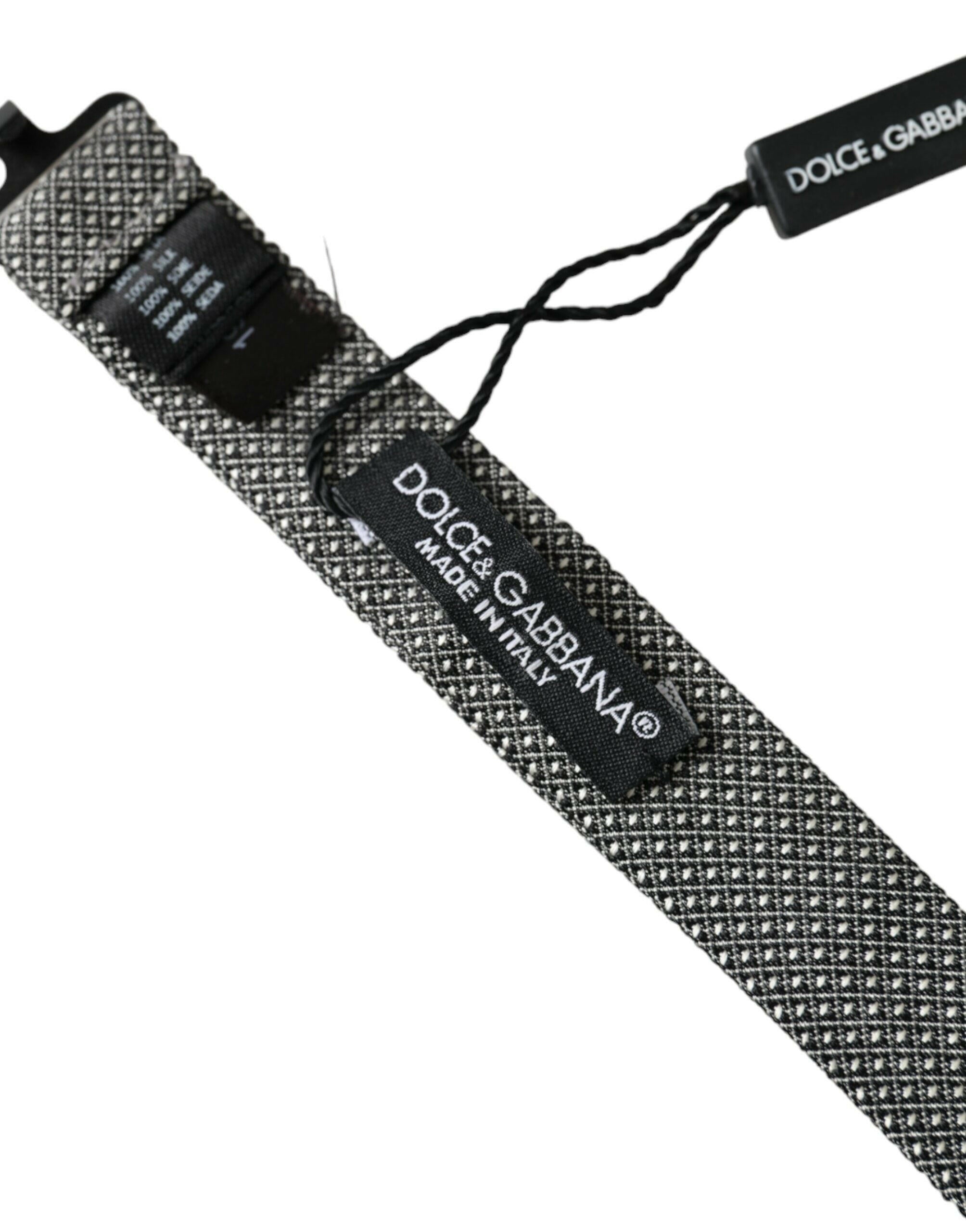 Dolce & Gabbana Gray Silk Patterned Adjustable Neck Men Papillon Bow Tie -  Neckties, Men -  Dolce & Gabbana. Dolce & Gabbana Gray Silk Patterned Adjustable Neck Men Papillon Bow Tie -  Neckties, Men -  Dolce & Gabbana.