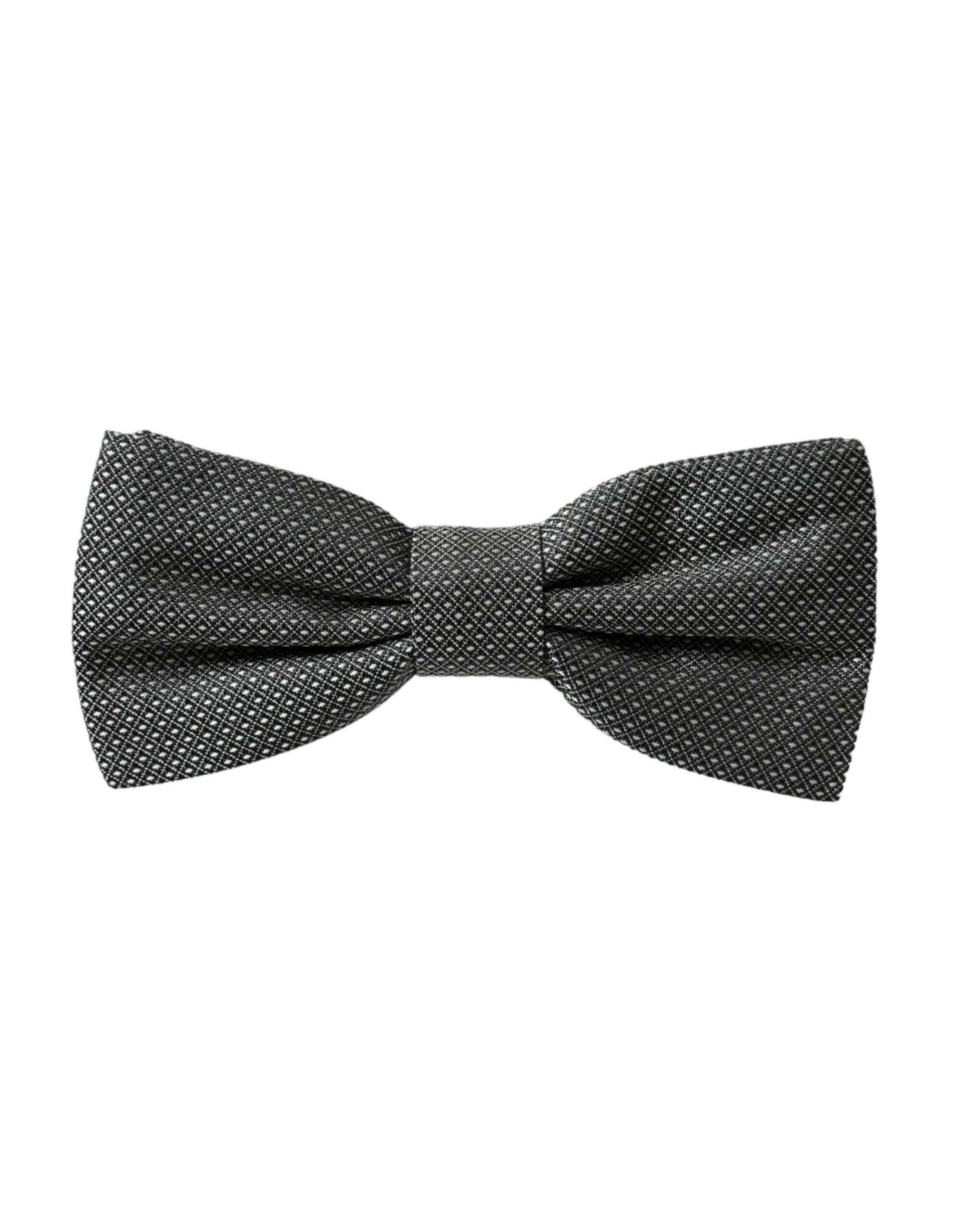 Dolce & Gabbana Gray Silk Patterned Adjustable Neck Men Papillon Bow Tie -  Neckties, Men -  Dolce & Gabbana. Dolce & Gabbana Gray Silk Patterned Adjustable Neck Men Papillon Bow Tie -  Neckties, Men -  Dolce & Gabbana.