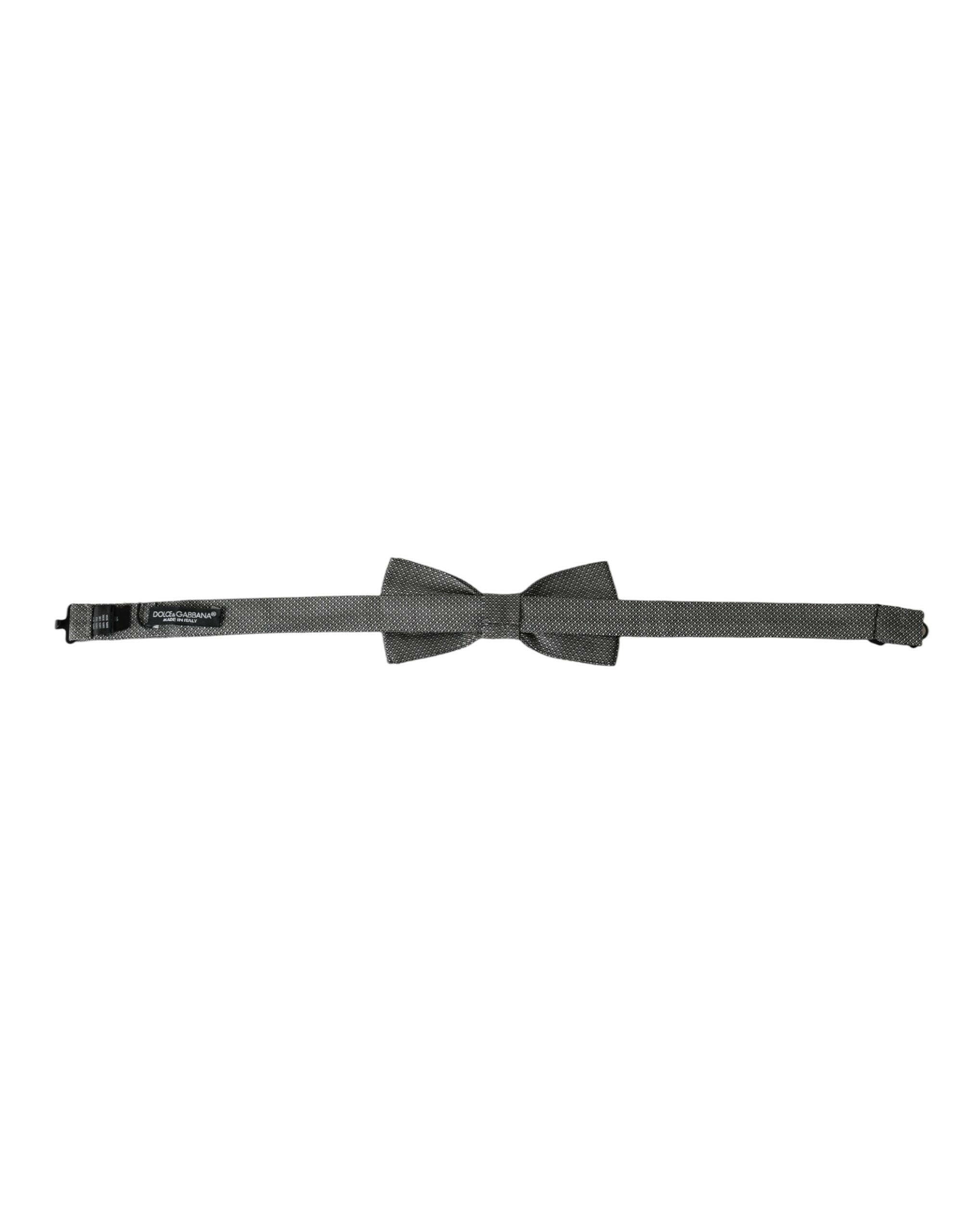 Dolce & Gabbana Gray Silk Patterned Adjustable Neck Men Papillon Bow Tie -  Neckties, Men -  Dolce & Gabbana. Dolce & Gabbana Gray Silk Patterned Adjustable Neck Men Papillon Bow Tie -  Neckties, Men -  Dolce & Gabbana.