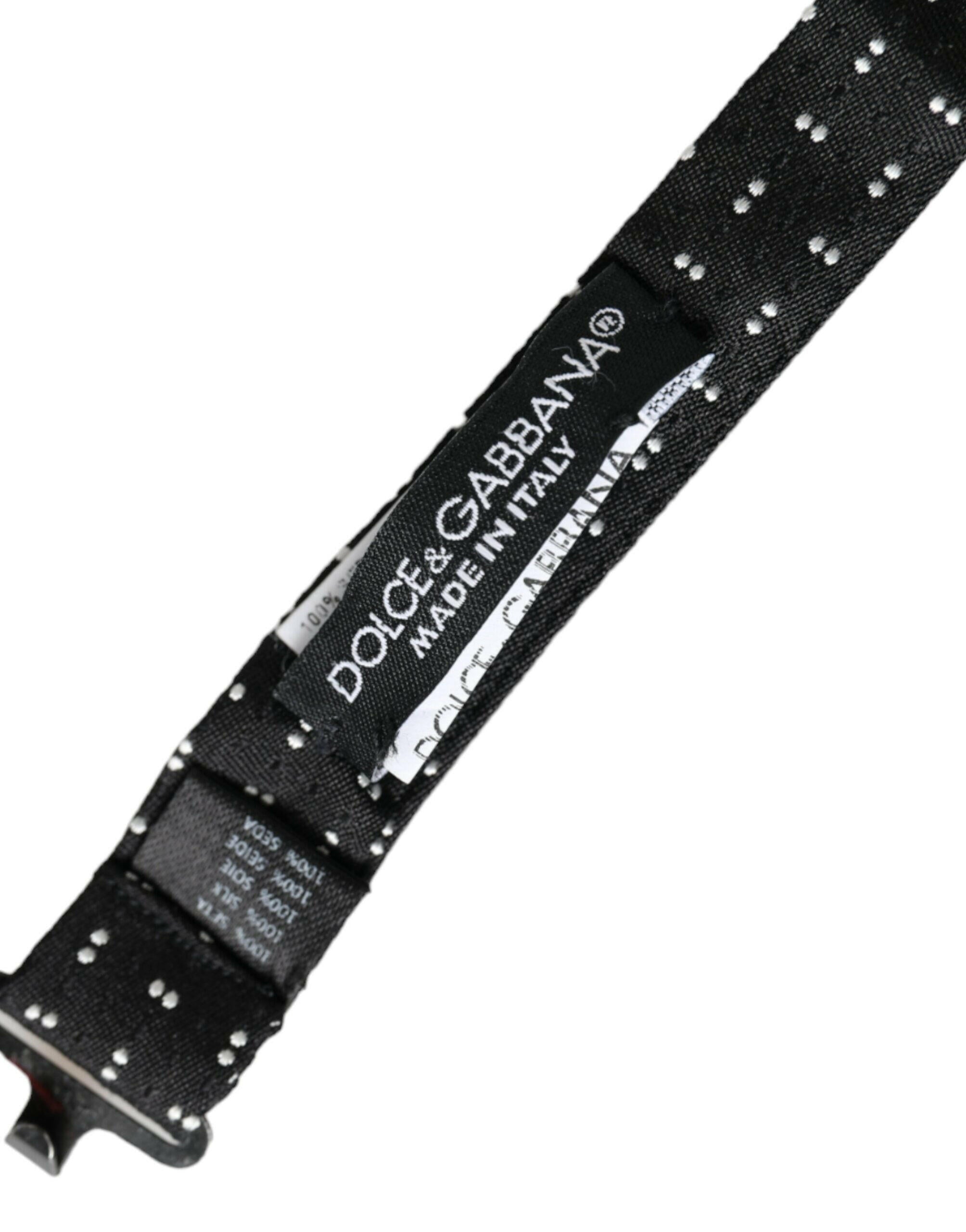 Dolce & Gabbana Black Silk Patterned Adjustable Neck Men Papillon Bow Tie -  Neckties, Men -  Dolce & Gabbana. Dolce & Gabbana Black Silk Patterned Adjustable Neck Men Papillon Bow Tie -  Neckties, Men -  Dolce & Gabbana.