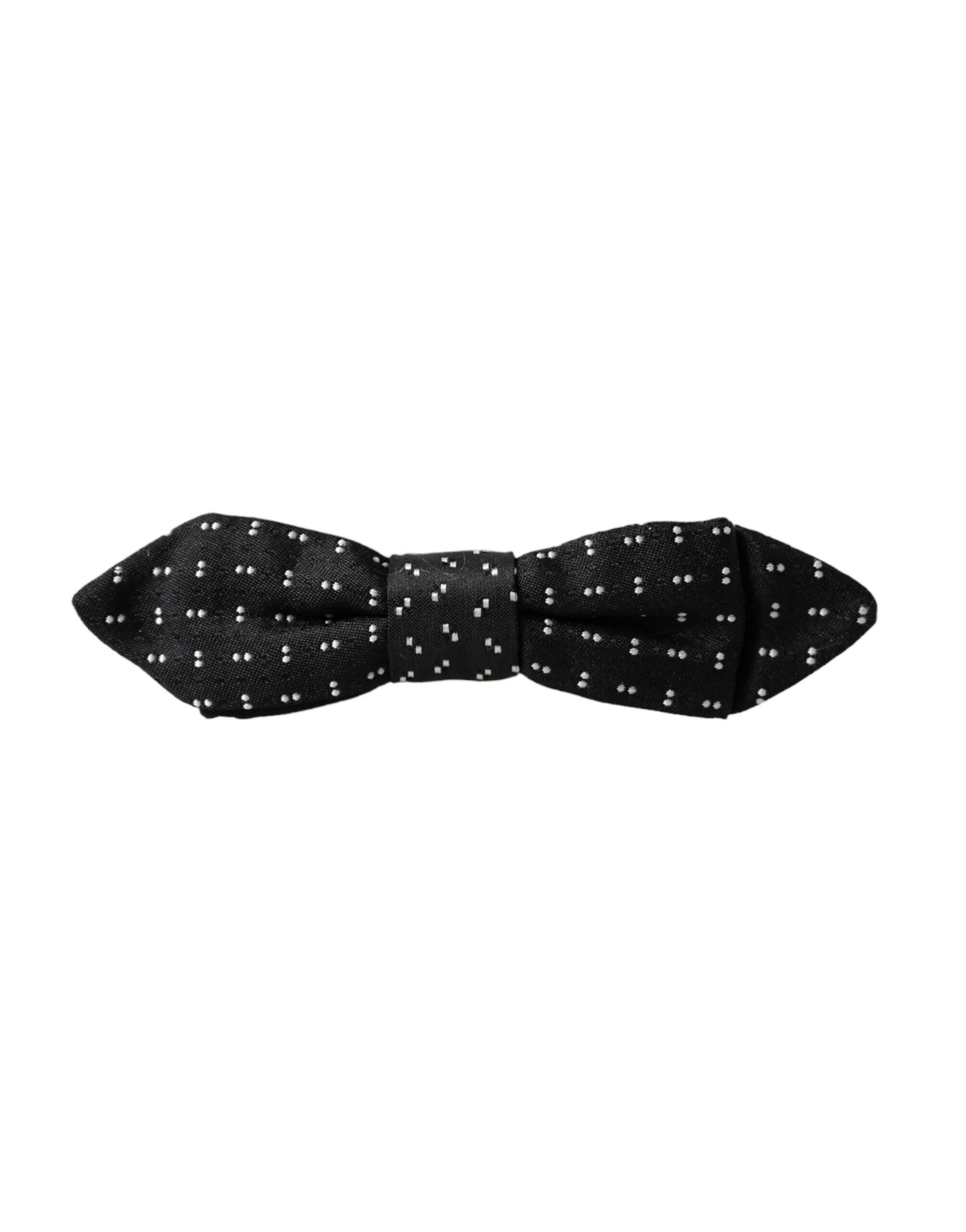 Dolce & Gabbana Black Silk Patterned Adjustable Neck Men Papillon Bow Tie -  Neckties, Men -  Dolce & Gabbana. Dolce & Gabbana Black Silk Patterned Adjustable Neck Men Papillon Bow Tie -  Neckties, Men -  Dolce & Gabbana.