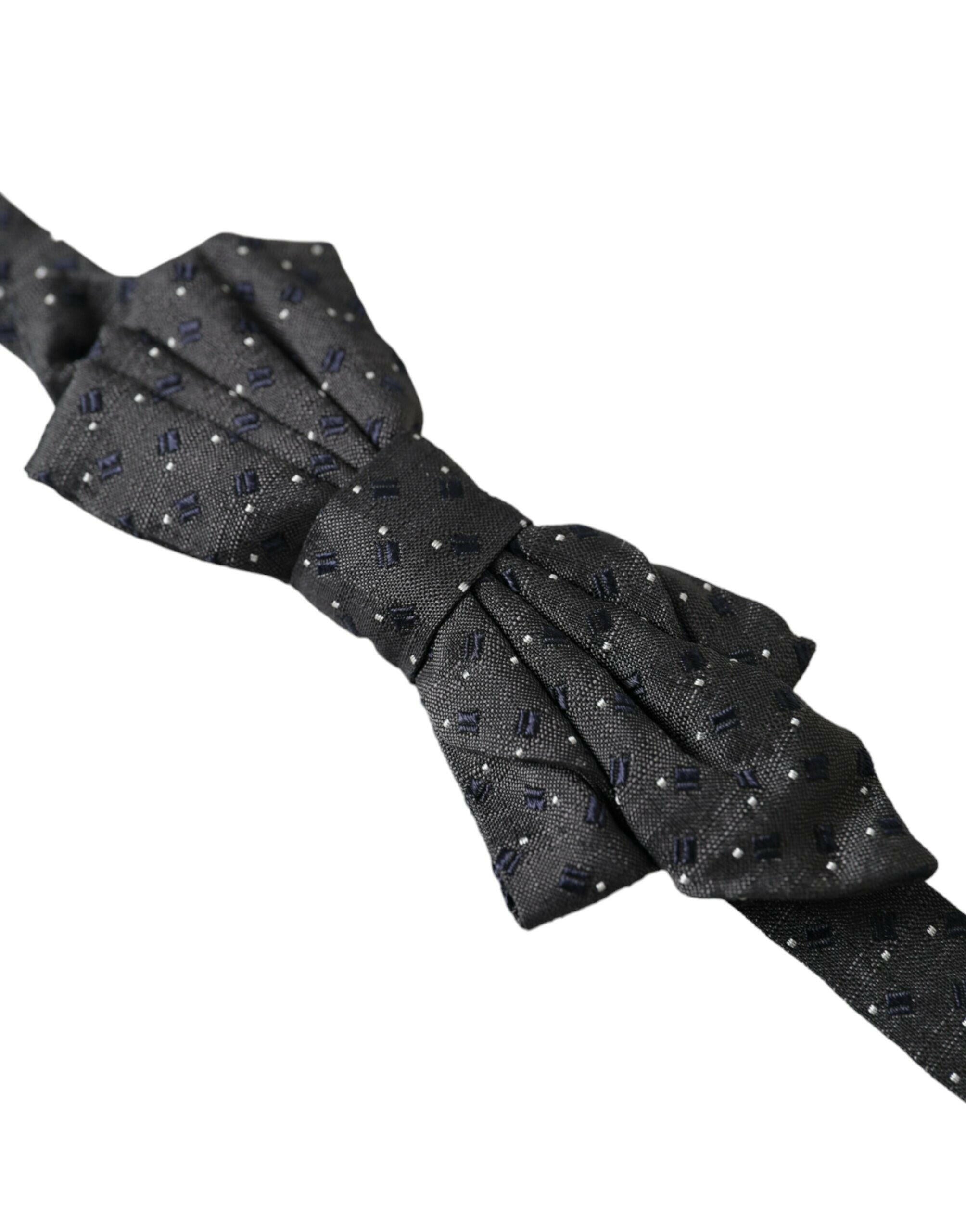 Dolce & Gabbana Black Silk Patterned Adjustable Neck Men Papillon Bow Tie -  Neckties, Men -  Dolce & Gabbana. Dolce & Gabbana Black Silk Patterned Adjustable Neck Men Papillon Bow Tie -  Neckties, Men -  Dolce & Gabbana.