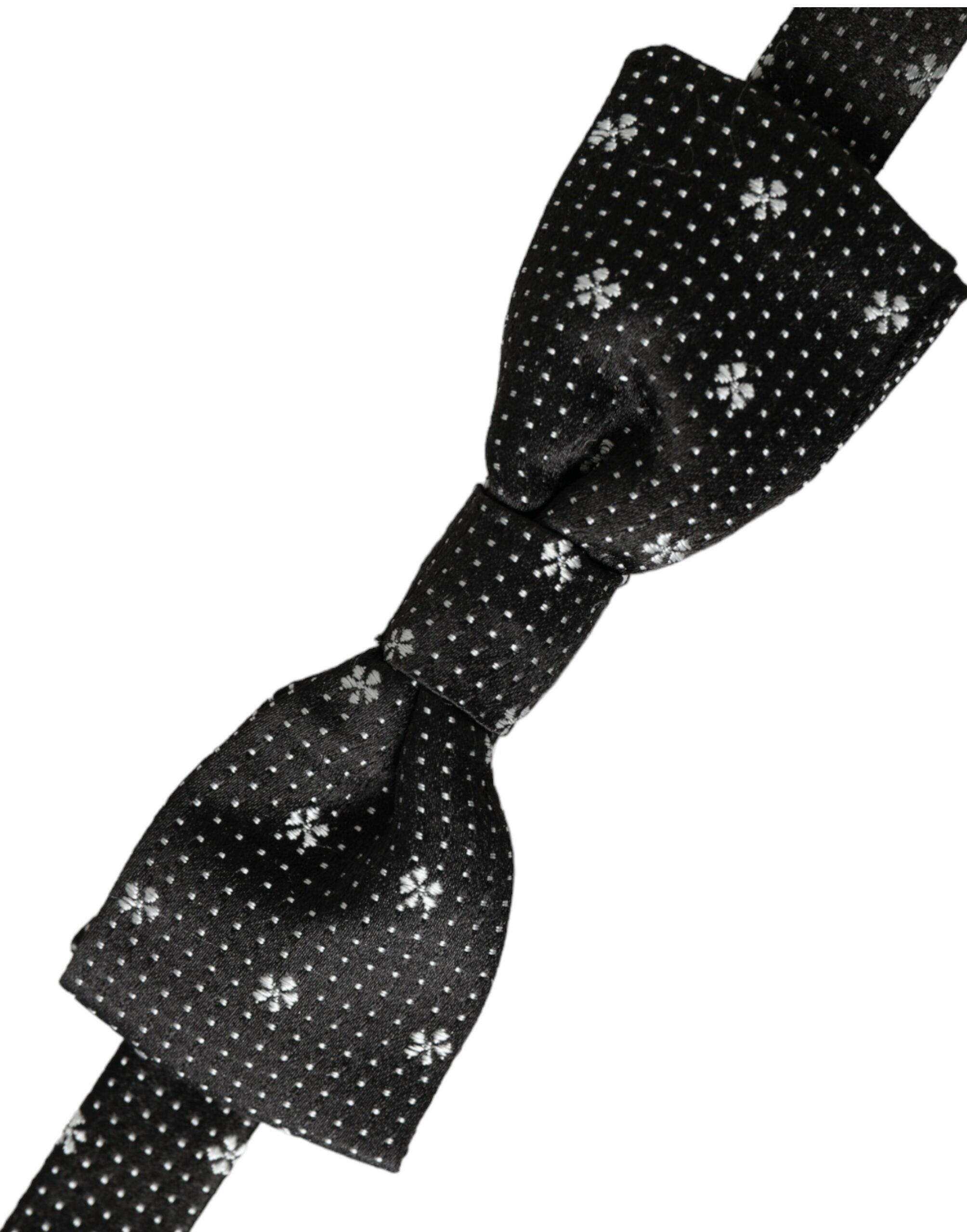 Dolce & Gabbana Black Silk Floral Adjustable Neck Men Papillon Bow Tie -  Neckties, Men -  Dolce & Gabbana. Dolce & Gabbana Black Silk Floral Adjustable Neck Men Papillon Bow Tie -  Neckties, Men -  Dolce & Gabbana.