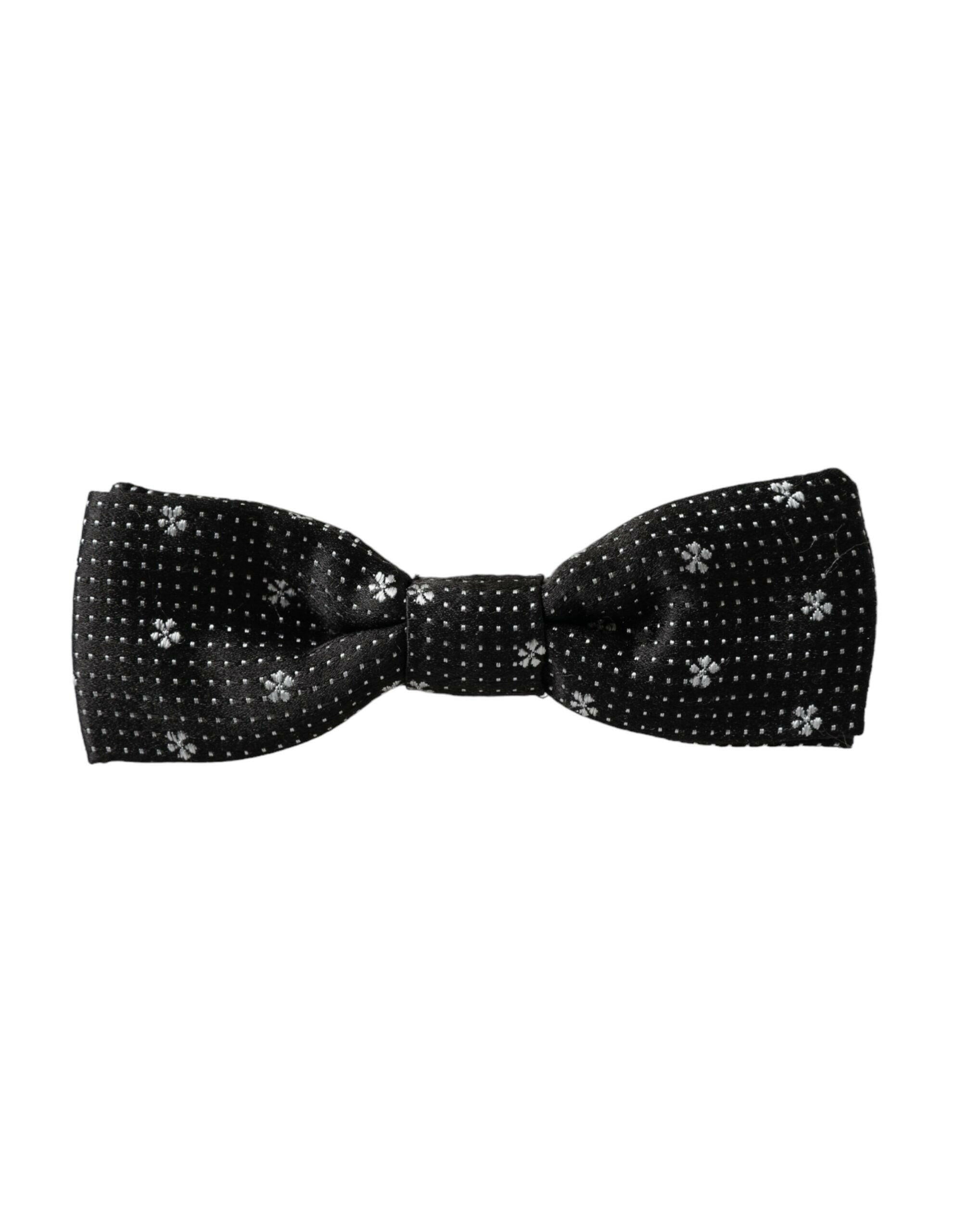 Dolce & Gabbana Black Silk Floral Adjustable Neck Men Papillon Bow Tie -  Neckties, Men -  Dolce & Gabbana. Dolce & Gabbana Black Silk Floral Adjustable Neck Men Papillon Bow Tie -  Neckties, Men -  Dolce & Gabbana.