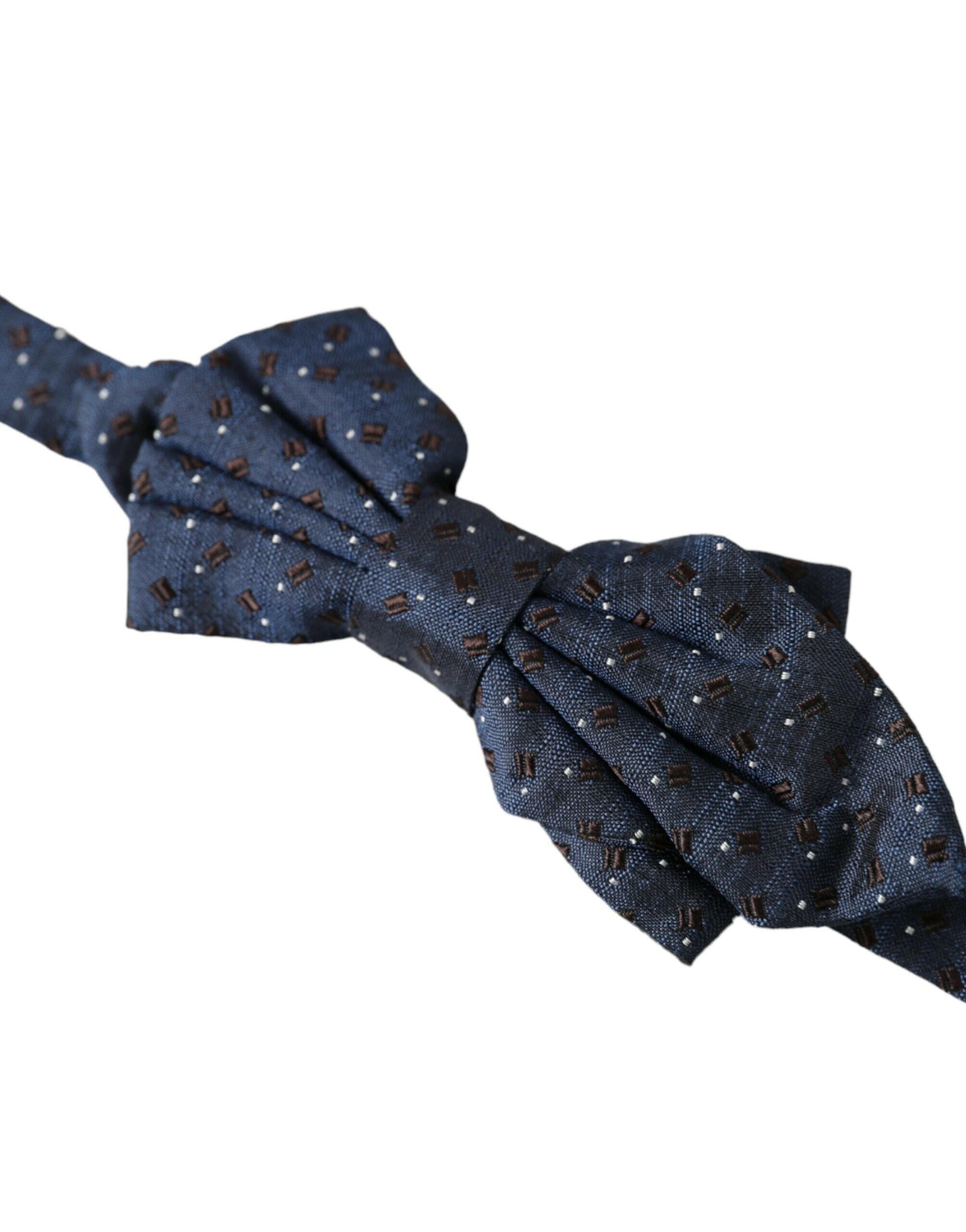 Dolce & Gabbana Navy Blue Silk Patterned Adjustable Men Papillon Bow Tie -  Neckties, Men -  Dolce & Gabbana. Dolce & Gabbana Navy Blue Silk Patterned Adjustable Men Papillon Bow Tie -  Neckties, Men -  Dolce & Gabbana.