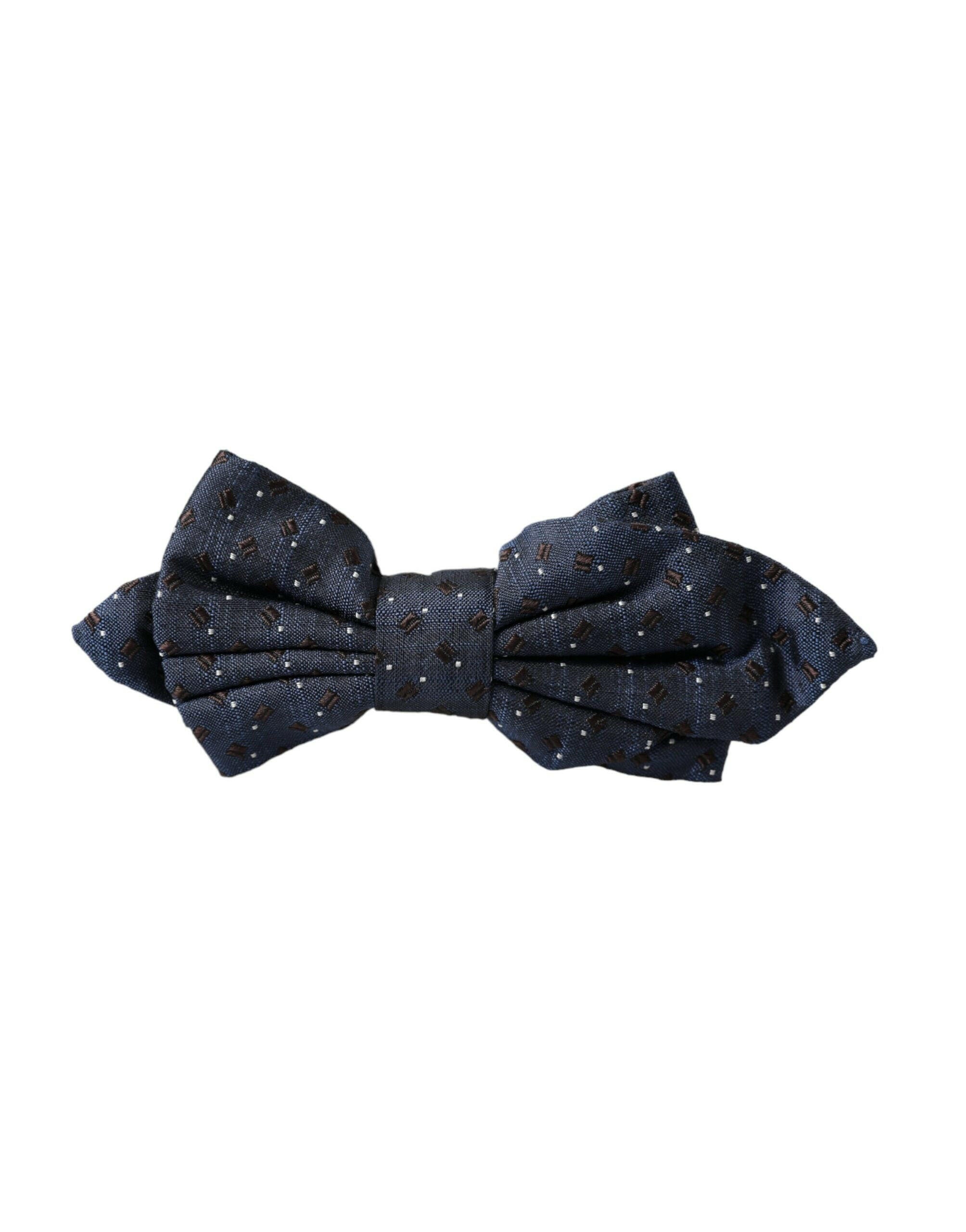 Dolce & Gabbana Navy Blue Silk Patterned Adjustable Men Papillon Bow Tie -  Neckties, Men -  Dolce & Gabbana. Dolce & Gabbana Navy Blue Silk Patterned Adjustable Men Papillon Bow Tie -  Neckties, Men -  Dolce & Gabbana.