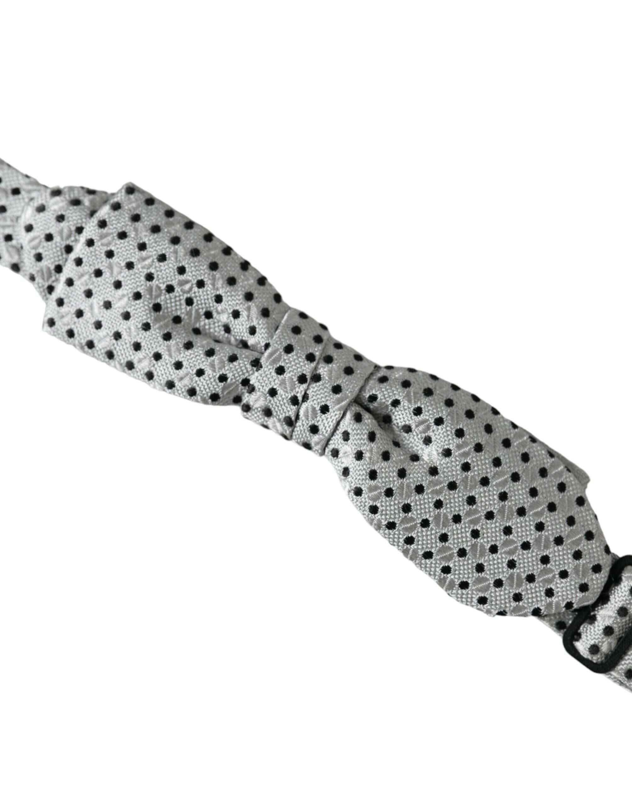 Dolce & Gabbana Gray Silk Polka Dot Adjustable Neck Men Papillon Bow Tie -  Neckties, Men -  Dolce & Gabbana. Dolce & Gabbana Gray Silk Polka Dot Adjustable Neck Men Papillon Bow Tie -  Neckties, Men -  Dolce & Gabbana.