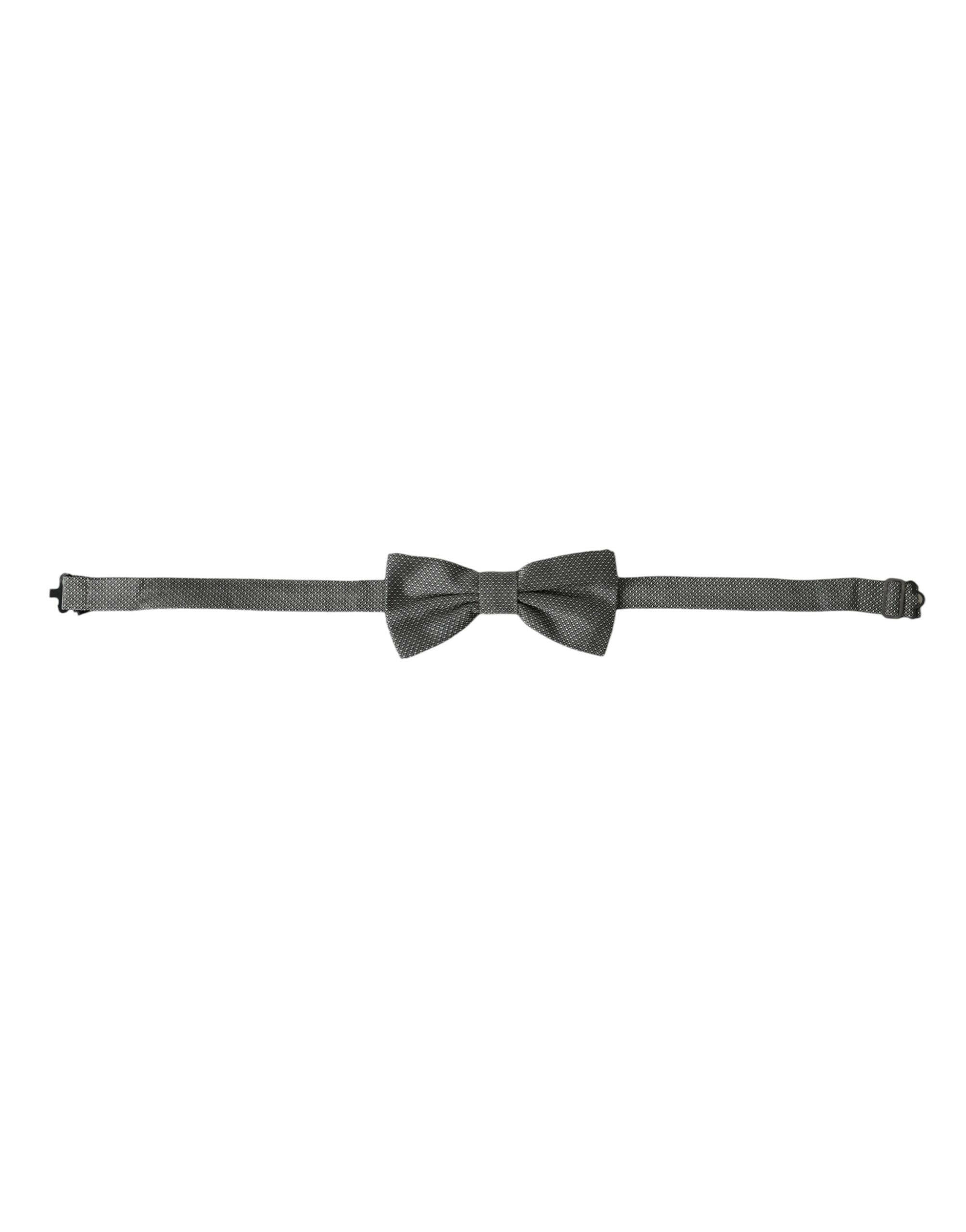 Dolce & Gabbana Gray Silk Patterned Adjustable Neck Men Bow Tie -  Neckties, Men -  Dolce & Gabbana. Dolce & Gabbana Gray Silk Patterned Adjustable Neck Men Bow Tie -  Neckties, Men -  Dolce & Gabbana.