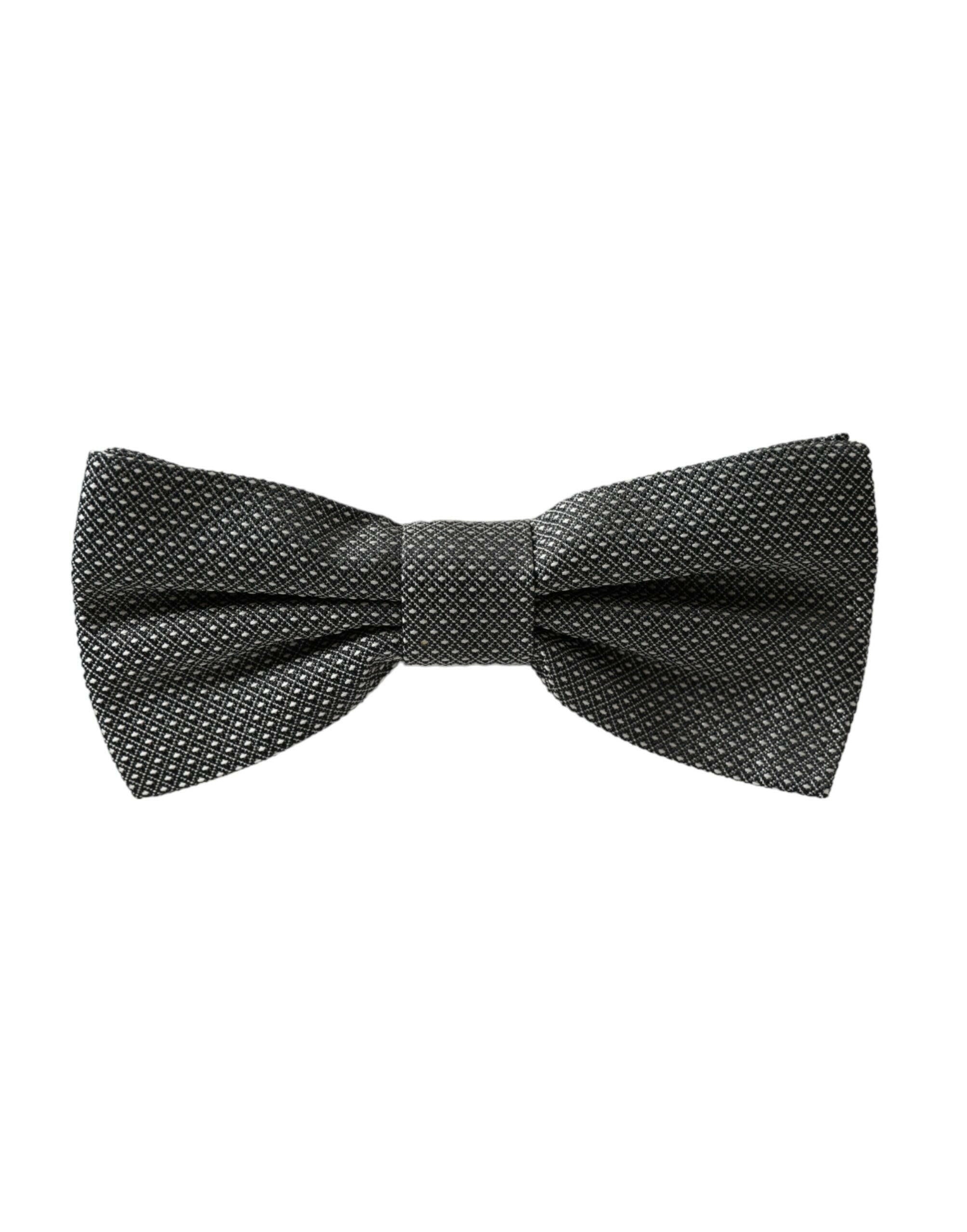 Dolce & Gabbana Gray Silk Patterned Adjustable Neck Men Bow Tie -  Neckties, Men -  Dolce & Gabbana. Dolce & Gabbana Gray Silk Patterned Adjustable Neck Men Bow Tie -  Neckties, Men -  Dolce & Gabbana.