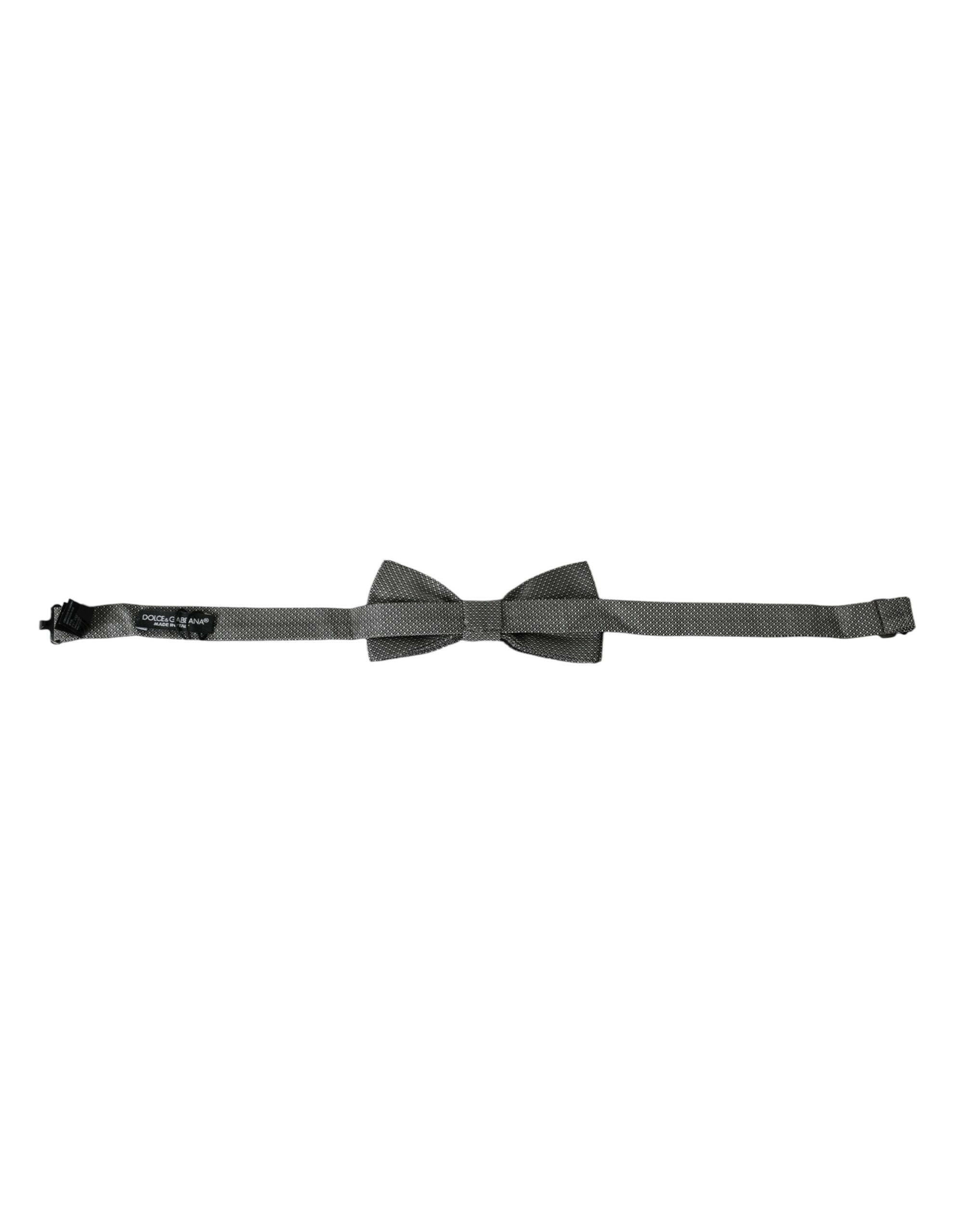 Dolce & Gabbana Gray Silk Patterned Adjustable Neck Men Bow Tie -  Neckties, Men -  Dolce & Gabbana. Dolce & Gabbana Gray Silk Patterned Adjustable Neck Men Bow Tie -  Neckties, Men -  Dolce & Gabbana.