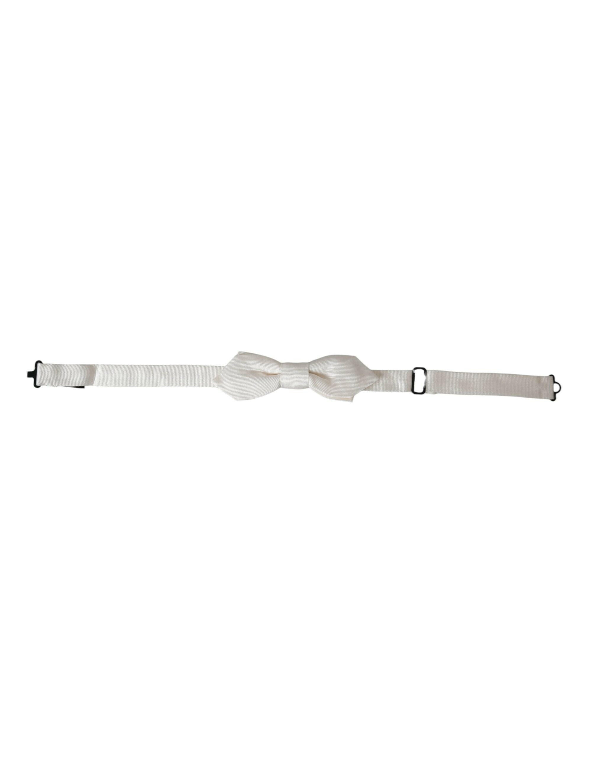 Dolce & Gabbana White Silk Adjustable Neck Men Papillon Bow Tie -  Neckties, Men -  Dolce & Gabbana. Dolce & Gabbana White Silk Adjustable Neck Men Papillon Bow Tie -  Neckties, Men -  Dolce & Gabbana.