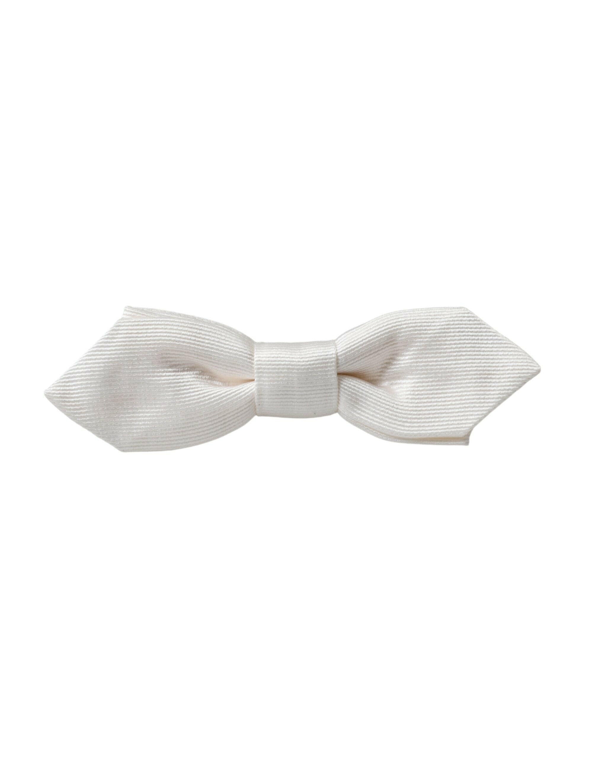 Dolce & Gabbana White Silk Adjustable Neck Men Papillon Bow Tie -  Neckties, Men -  Dolce & Gabbana. Dolce & Gabbana White Silk Adjustable Neck Men Papillon Bow Tie -  Neckties, Men -  Dolce & Gabbana.