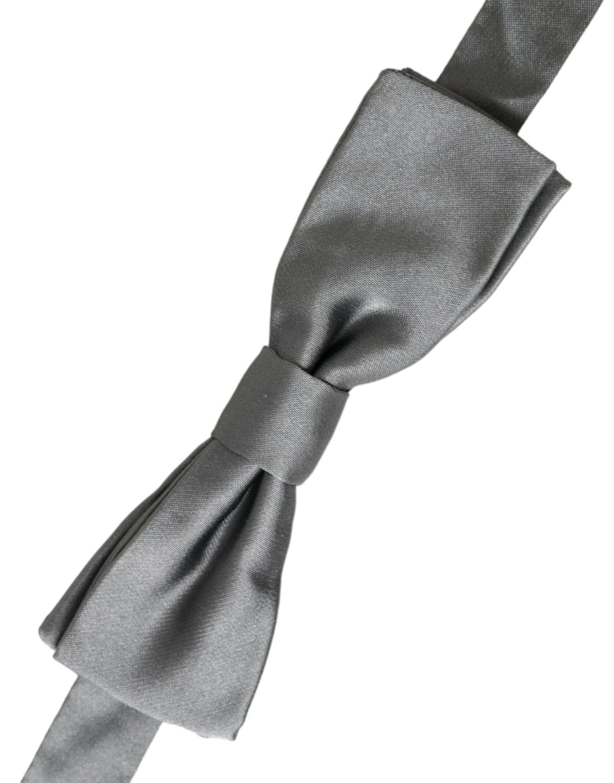 Dolce & Gabbana Gray Satin Silk Adjustable Neck Men Papillon Bow Tie -  Neckties, Men -  Dolce & Gabbana. Dolce & Gabbana Gray Satin Silk Adjustable Neck Men Papillon Bow Tie -  Neckties, Men -  Dolce & Gabbana.