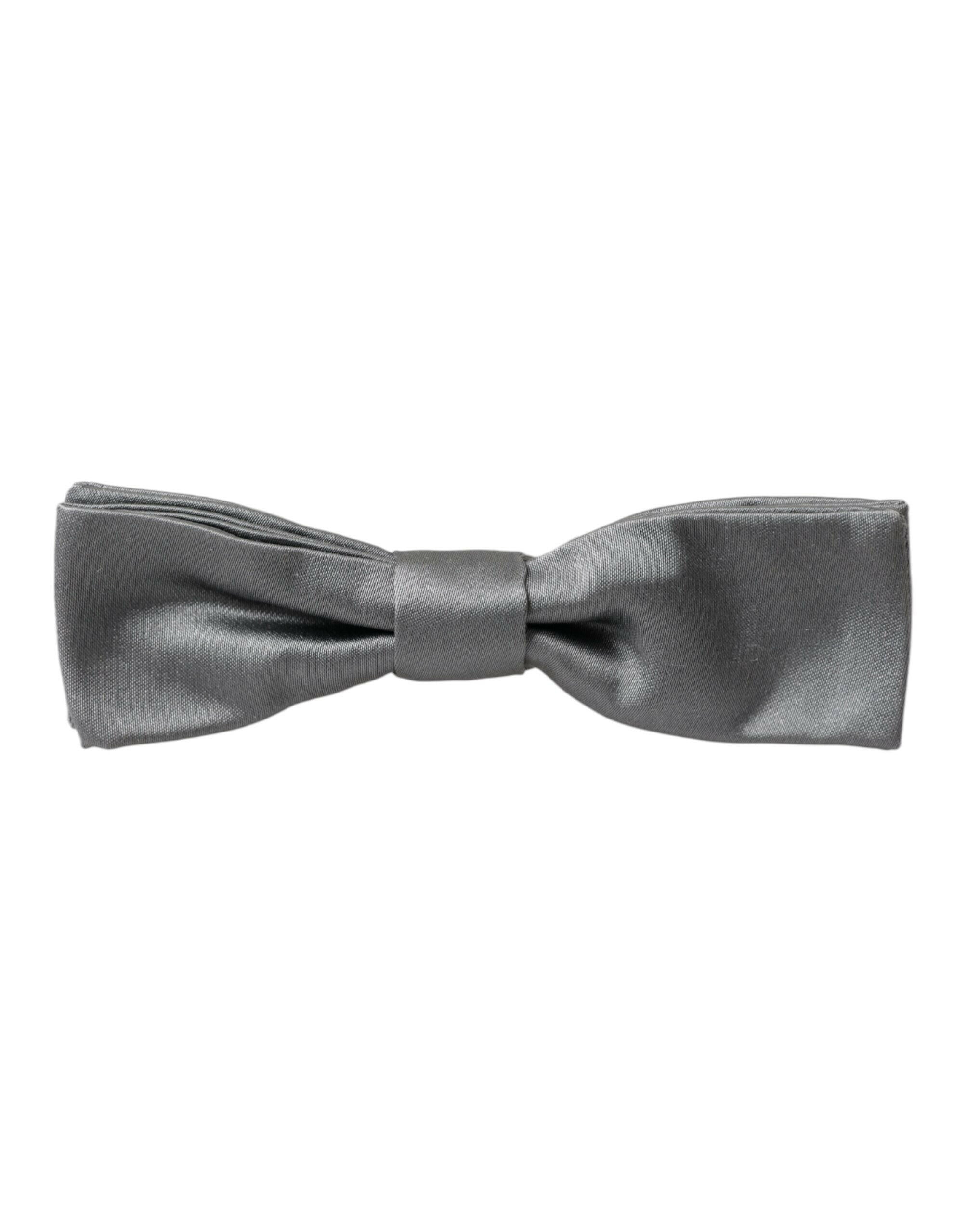 Dolce & Gabbana Gray Satin Silk Adjustable Neck Men Papillon Bow Tie -  Neckties, Men -  Dolce & Gabbana. Dolce & Gabbana Gray Satin Silk Adjustable Neck Men Papillon Bow Tie -  Neckties, Men -  Dolce & Gabbana.