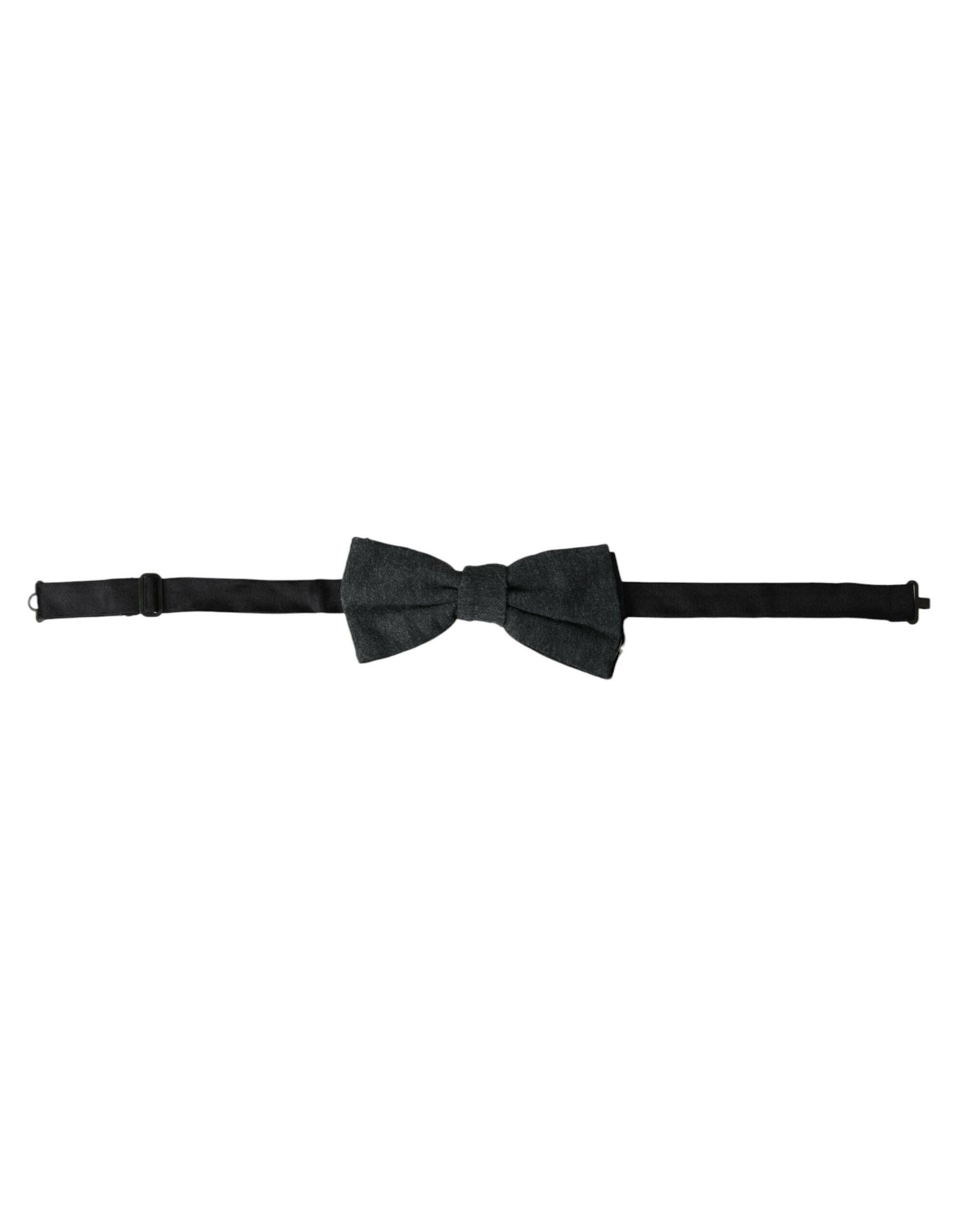 Dolce & Gabbana Dark Gray Silk Adjustable Neck Men Bow Tie -  Neckties, Men -  Dolce & Gabbana.