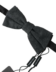 Dolce & Gabbana Dark Gray Silk Adjustable Neck Men Bow Tie -  Neckties, Men -  Dolce & Gabbana.