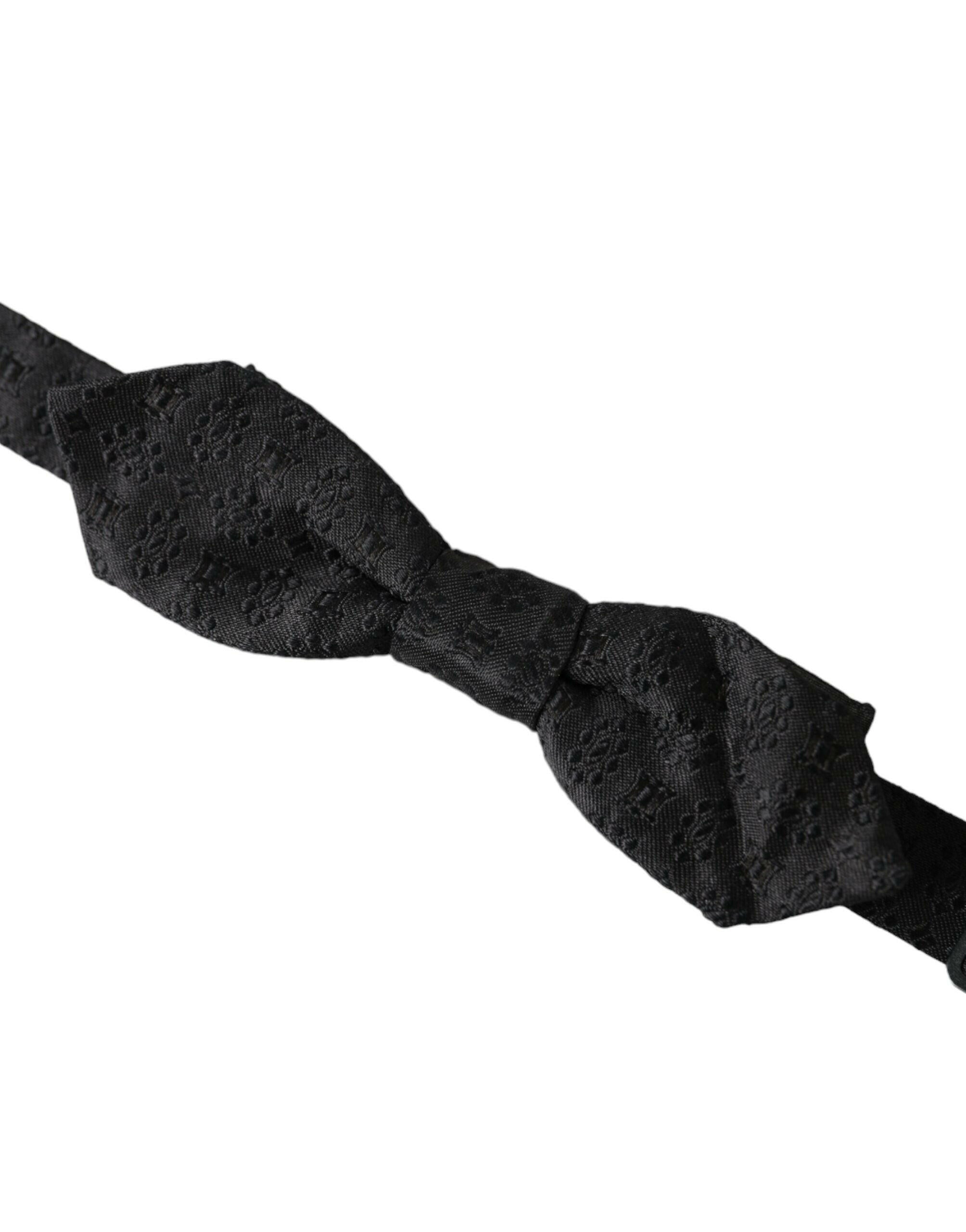 Dolce & Gabbana Black Silk Fantasy Adjustable Neck Men Bow Tie -  Neckties, Men -  Dolce & Gabbana. Dolce & Gabbana Black Silk Fantasy Adjustable Neck Men Bow Tie -  Neckties, Men -  Dolce & Gabbana.