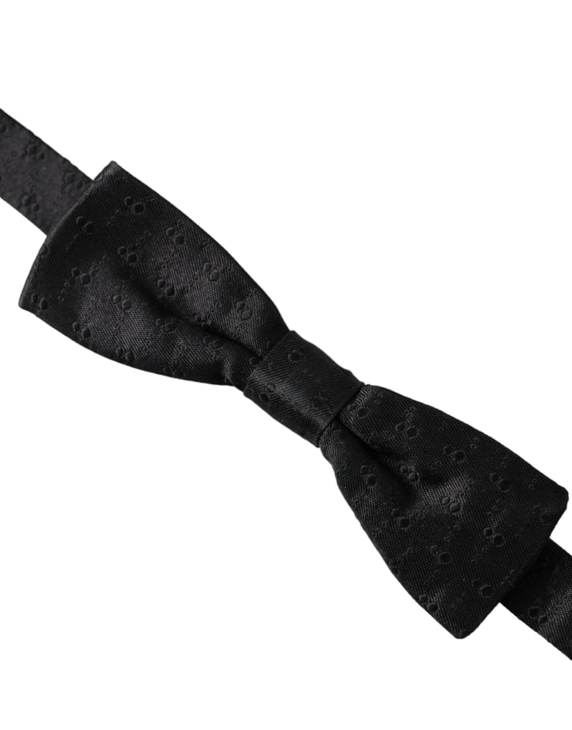 Dolce & Gabbana Black Silk Patterned Adjustable Neck Men Bow Tie -  Neckties, Men -  Dolce & Gabbana. Dolce & Gabbana Black Silk Patterned Adjustable Neck Men Bow Tie -  Neckties, Men -  Dolce & Gabbana.