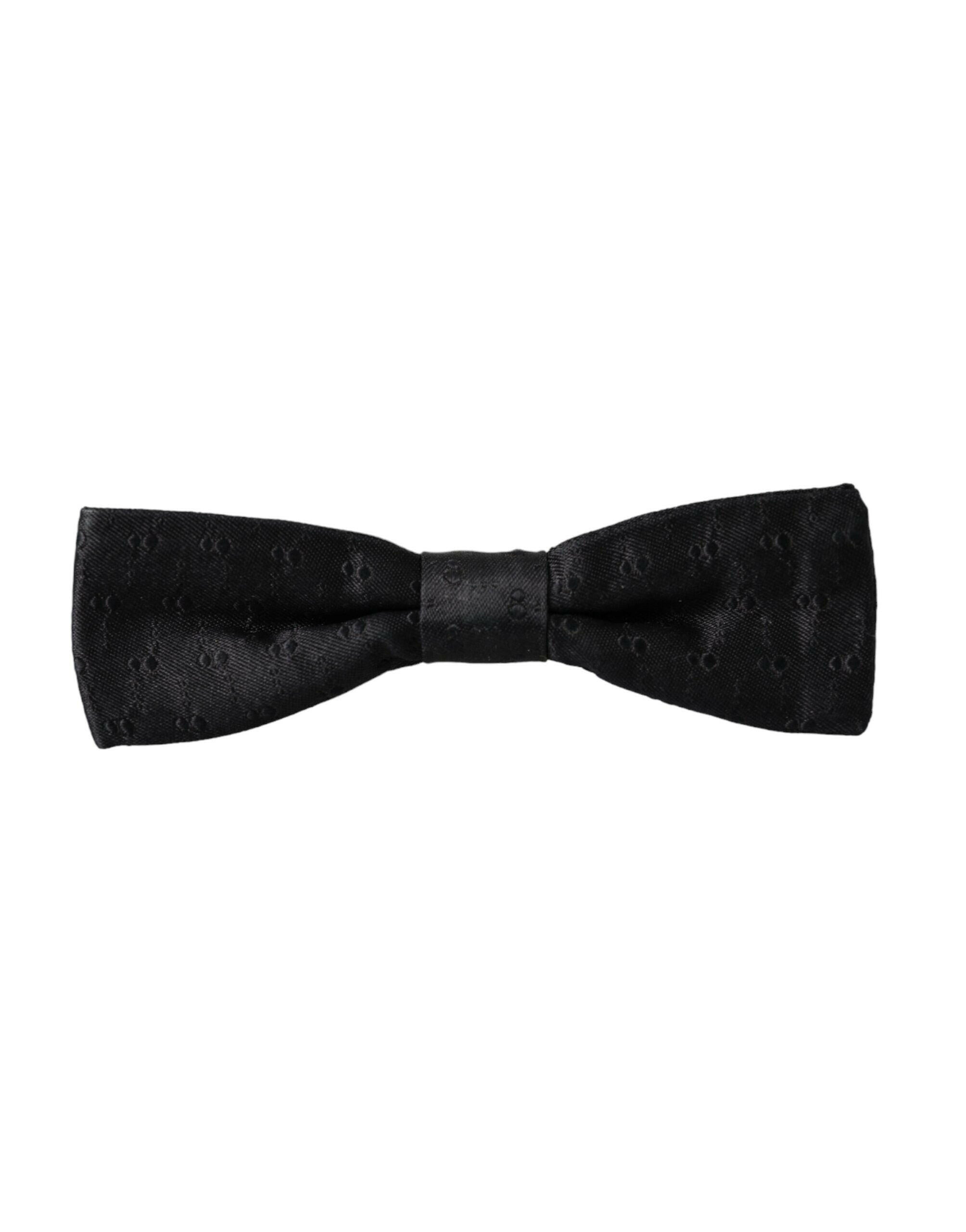 Dolce & Gabbana Black Silk Patterned Adjustable Neck Men Bow Tie -  Neckties, Men -  Dolce & Gabbana. Dolce & Gabbana Black Silk Patterned Adjustable Neck Men Bow Tie -  Neckties, Men -  Dolce & Gabbana.
