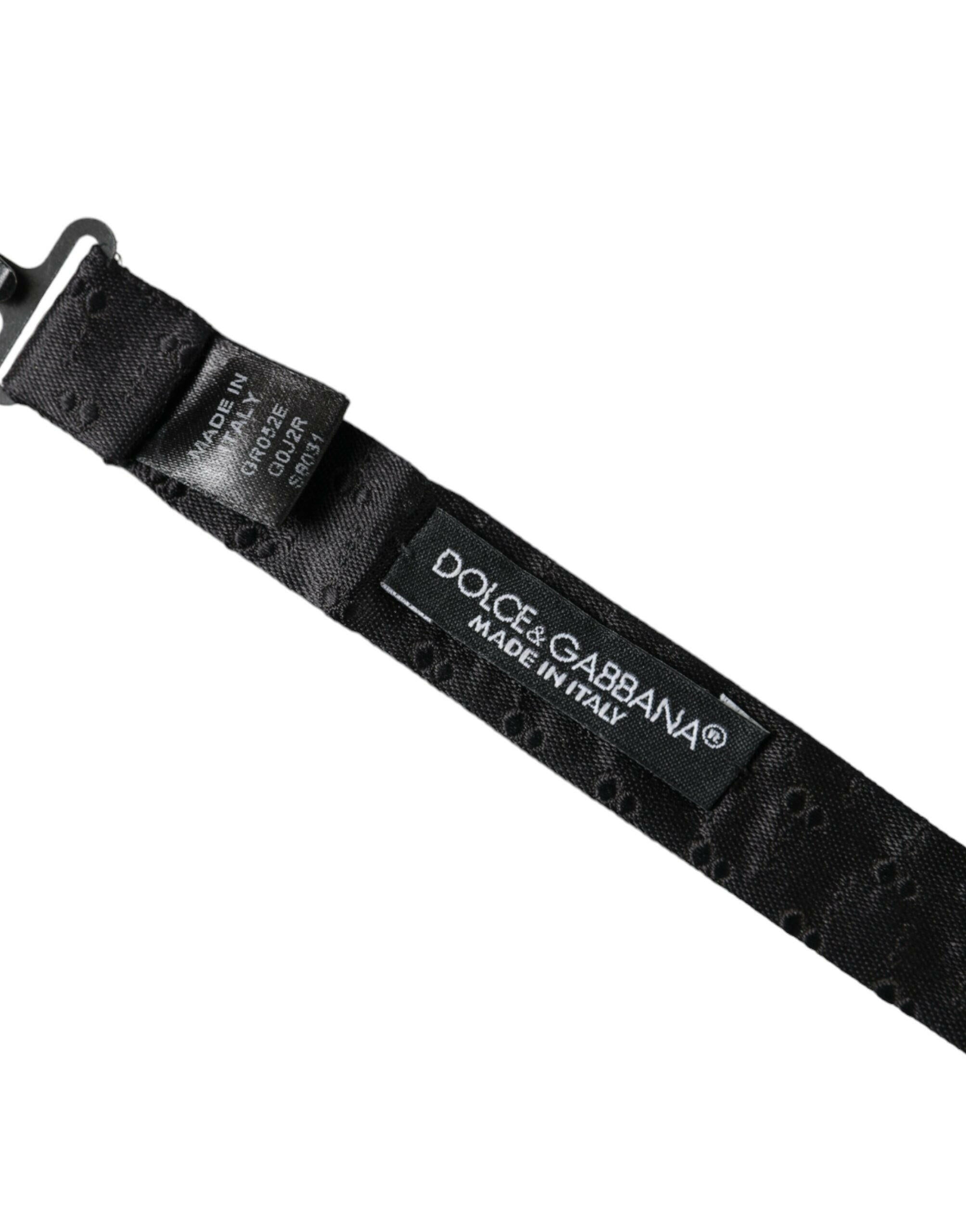 Dolce & Gabbana Black Silk Patterned Adjustable Neck Men Bow Tie -  Neckties, Men -  Dolce & Gabbana. Dolce & Gabbana Black Silk Patterned Adjustable Neck Men Bow Tie -  Neckties, Men -  Dolce & Gabbana.