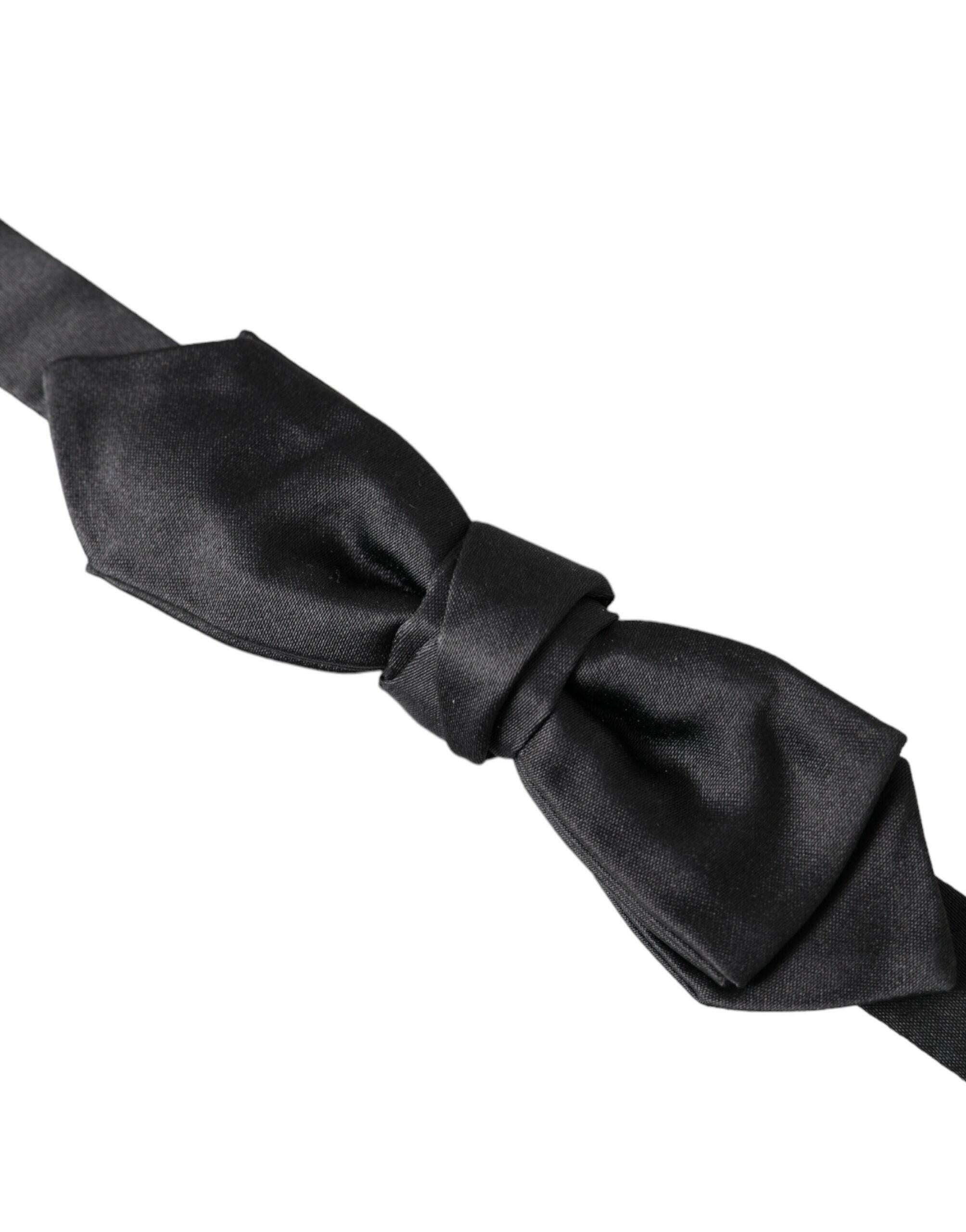 Dolce & Gabbana Black Satin Silk Adjustable Neck Men Bow Tie -  Neckties, Men -  Dolce & Gabbana. Dolce & Gabbana Black Satin Silk Adjustable Neck Men Bow Tie -  Neckties, Men -  Dolce & Gabbana.