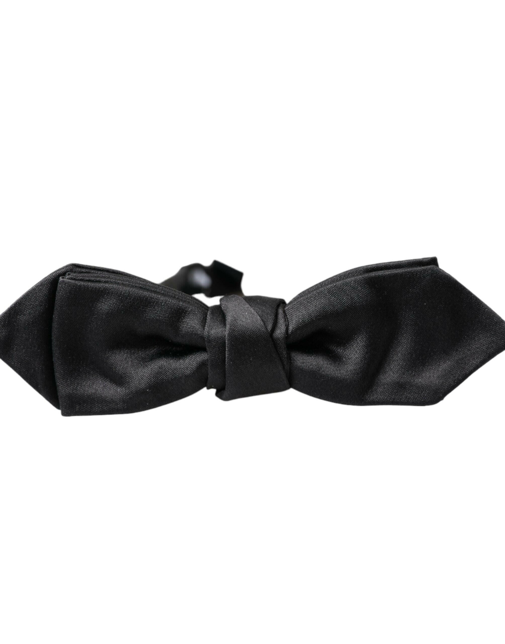 Dolce & Gabbana Black Satin Silk Adjustable Neck Men Bow Tie -  Neckties, Men -  Dolce & Gabbana. Dolce & Gabbana Black Satin Silk Adjustable Neck Men Bow Tie -  Neckties, Men -  Dolce & Gabbana.