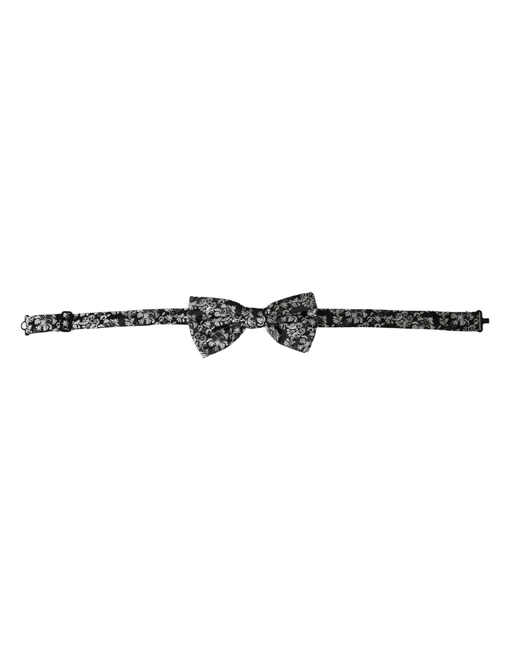 Dolce & Gabbana Black Floral Silk Adjustable Neck Men Bow Tie -  Neckties, Men -  Dolce & Gabbana.