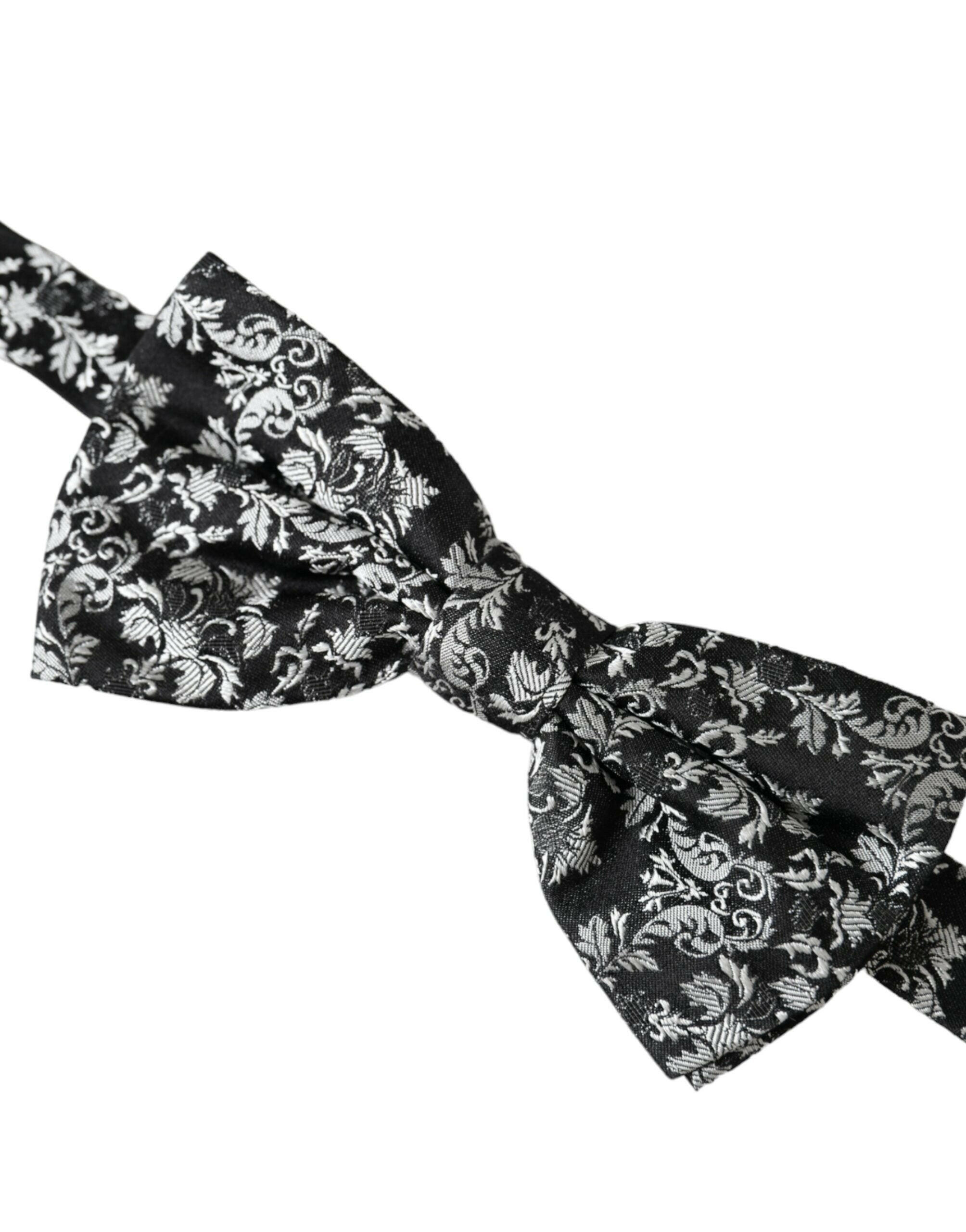 Dolce & Gabbana Black Floral Silk Adjustable Neck Men Bow Tie -  Neckties, Men -  Dolce & Gabbana. Dolce & Gabbana Black Floral Silk Adjustable Neck Men Bow Tie -  Neckties, Men -  Dolce & Gabbana.