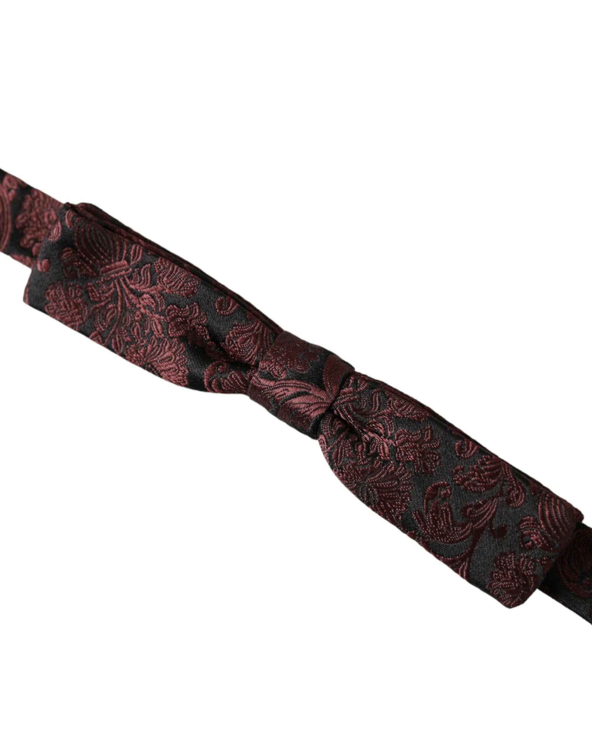 Dolce & Gabbana Maroon Floral Silk Adjustable Neck Men Bow Tie -  Neckties, Men -  Dolce & Gabbana. Dolce & Gabbana Maroon Floral Silk Adjustable Neck Men Bow Tie -  Neckties, Men -  Dolce & Gabbana.