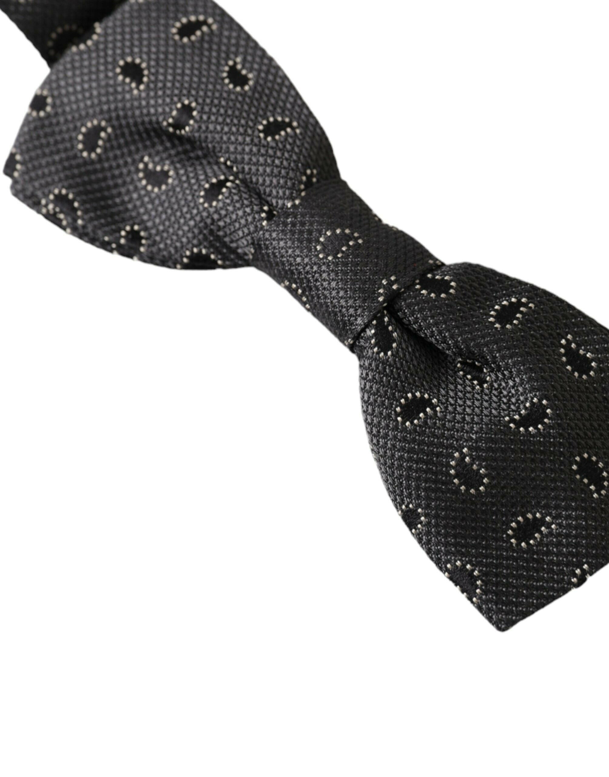 Dolce & Gabbana Black Silk Patterned Adjustable Neck Men Bow Tie -  Neckties, Men -  Dolce & Gabbana. Dolce & Gabbana Black Silk Patterned Adjustable Neck Men Bow Tie -  Neckties, Men -  Dolce & Gabbana.
