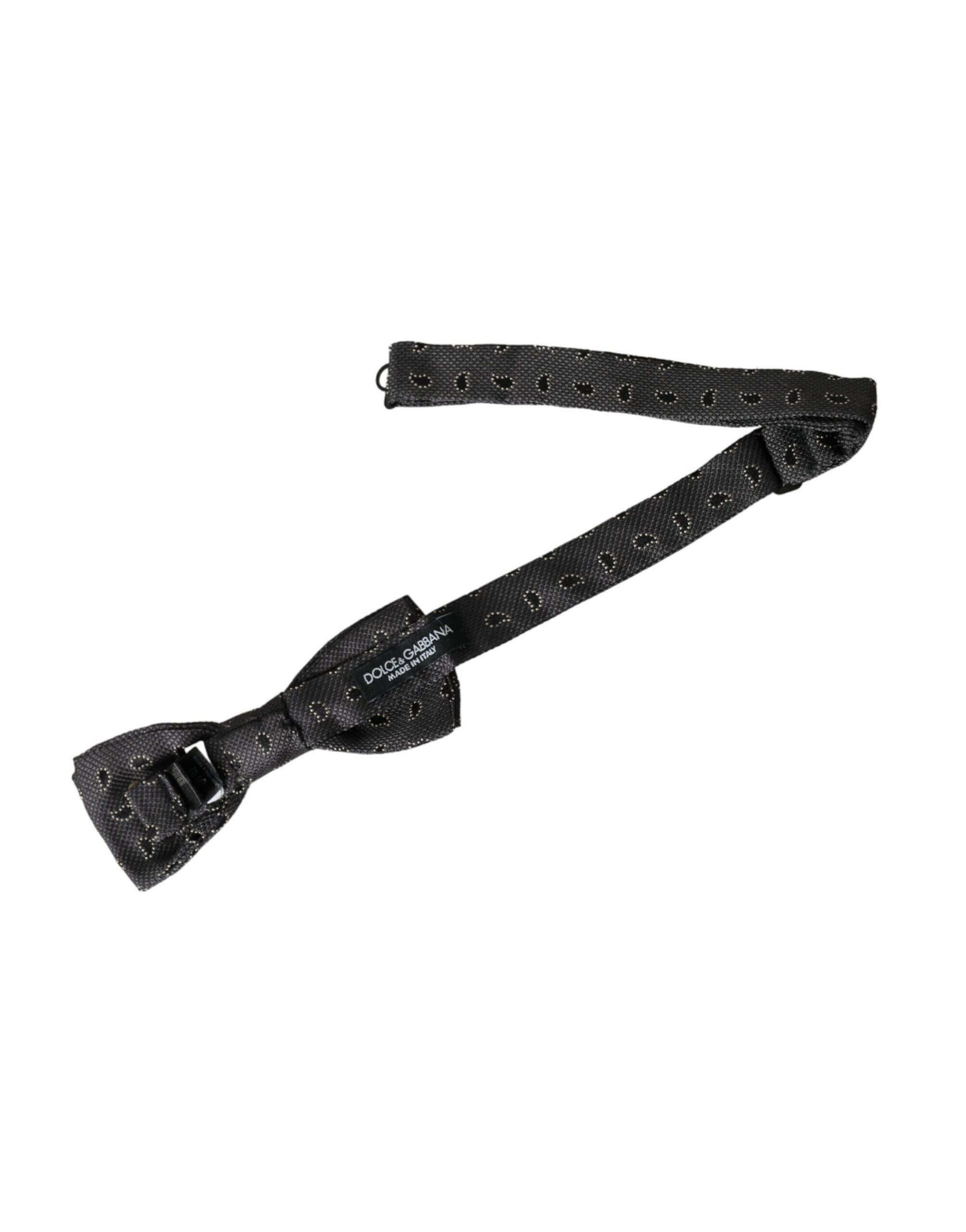 Dolce & Gabbana Black Silk Patterned Adjustable Neck Men Bow Tie -  Neckties, Men -  Dolce & Gabbana. Dolce & Gabbana Black Silk Patterned Adjustable Neck Men Bow Tie -  Neckties, Men -  Dolce & Gabbana.