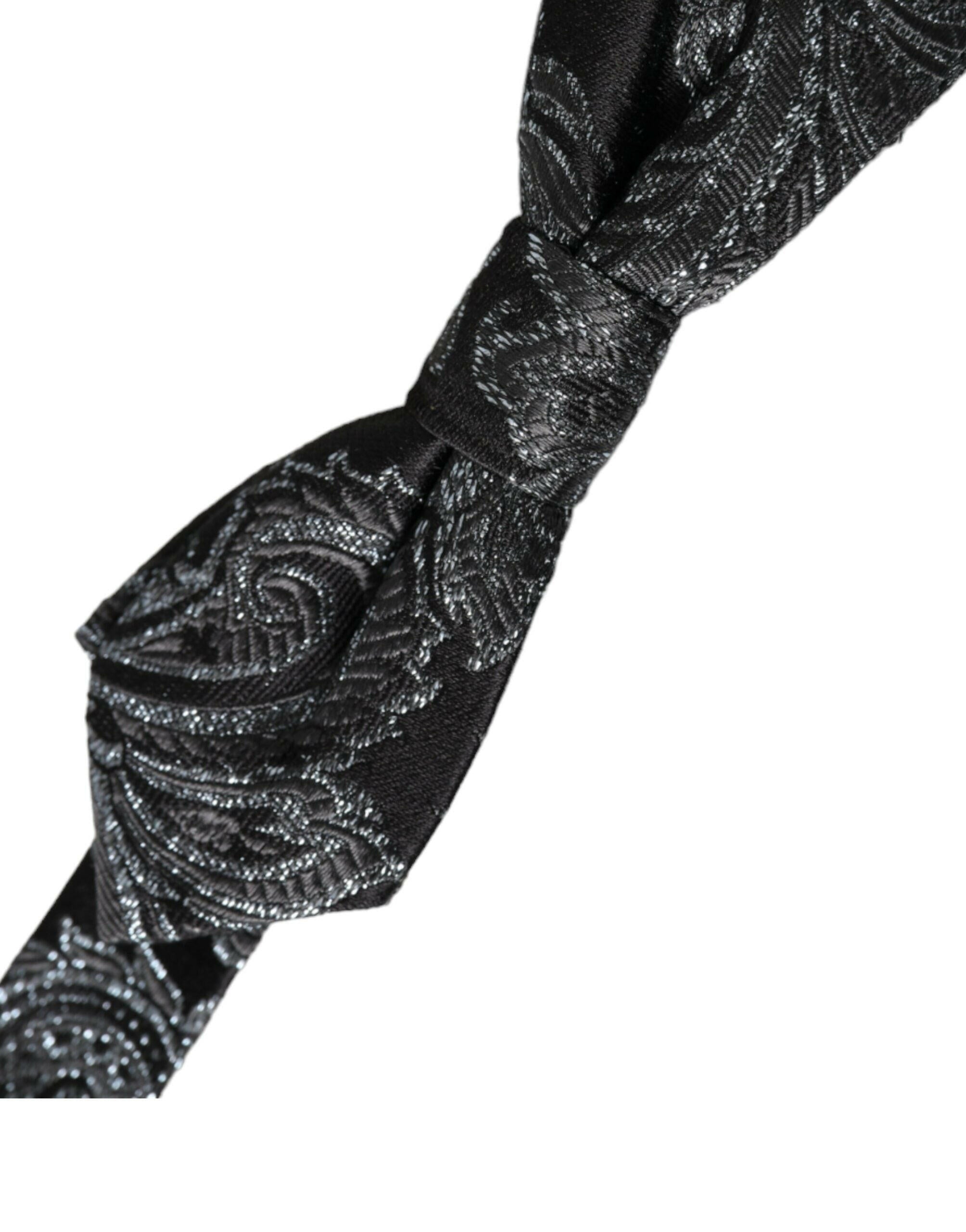 Dolce & Gabbana Black Silk Jacquard Adjustable Neck Men Bow Tie -  Neckties, Men -  Dolce & Gabbana. Dolce & Gabbana Black Silk Jacquard Adjustable Neck Men Bow Tie -  Neckties, Men -  Dolce & Gabbana.