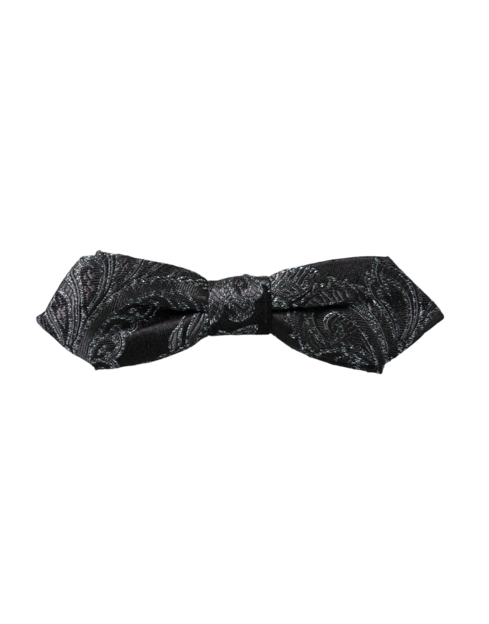Dolce & Gabbana Black Silk Jacquard Adjustable Neck Men Bow Tie -  Neckties, Men -  Dolce & Gabbana. Dolce & Gabbana Black Silk Jacquard Adjustable Neck Men Bow Tie -  Neckties, Men -  Dolce & Gabbana.