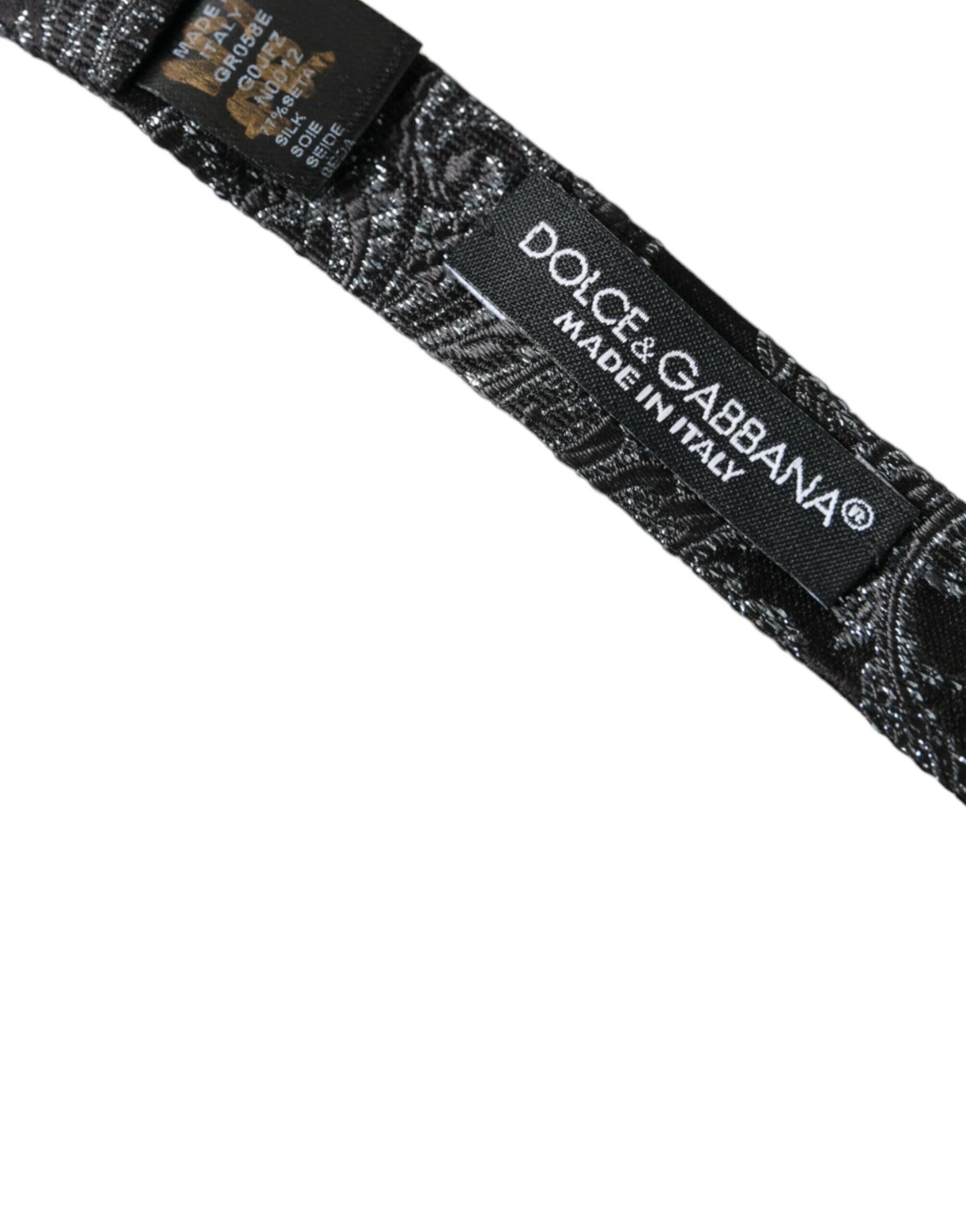 Dolce & Gabbana Black Silk Jacquard Adjustable Neck Men Bow Tie -  Neckties, Men -  Dolce & Gabbana. Dolce & Gabbana Black Silk Jacquard Adjustable Neck Men Bow Tie -  Neckties, Men -  Dolce & Gabbana.