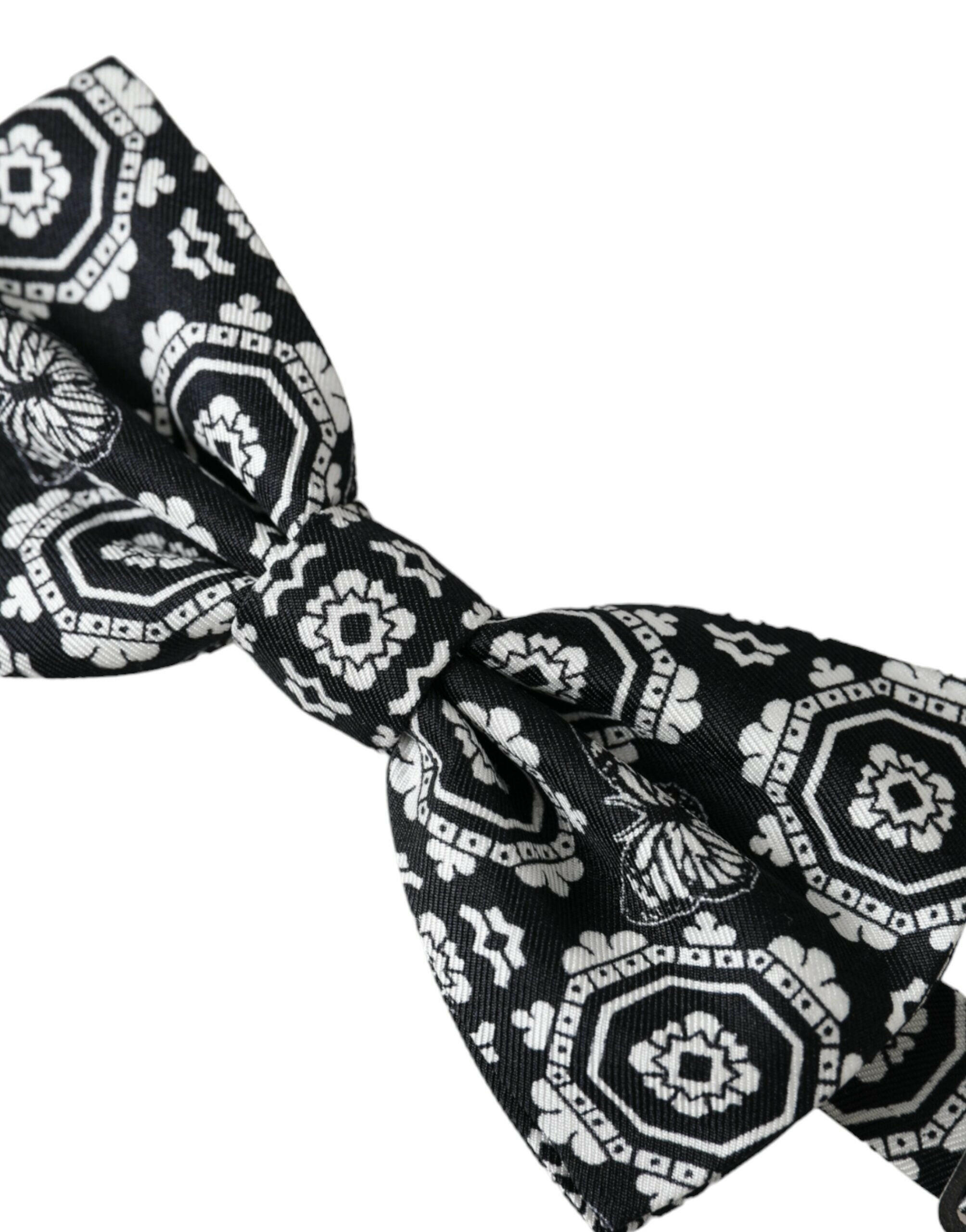Dolce & Gabbana Black White Printed Adjustable Neck Men Bow Tie -  Neckties, Men -  Dolce & Gabbana. Dolce & Gabbana Black White Printed Adjustable Neck Men Bow Tie -  Neckties, Men -  Dolce & Gabbana.