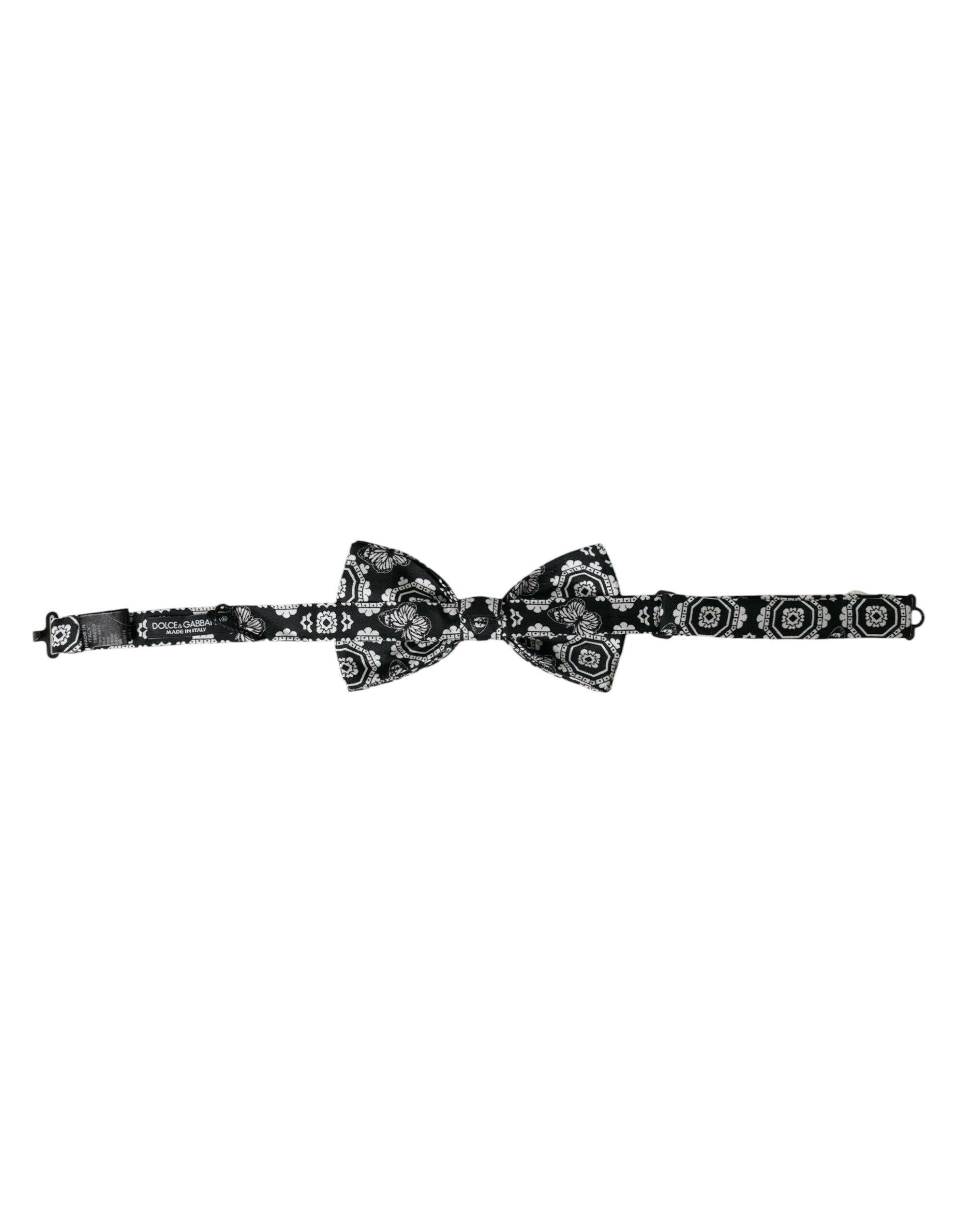 Dolce & Gabbana Black White Printed Adjustable Neck Men Bow Tie -  Neckties, Men -  Dolce & Gabbana. Dolce & Gabbana Black White Printed Adjustable Neck Men Bow Tie -  Neckties, Men -  Dolce & Gabbana.