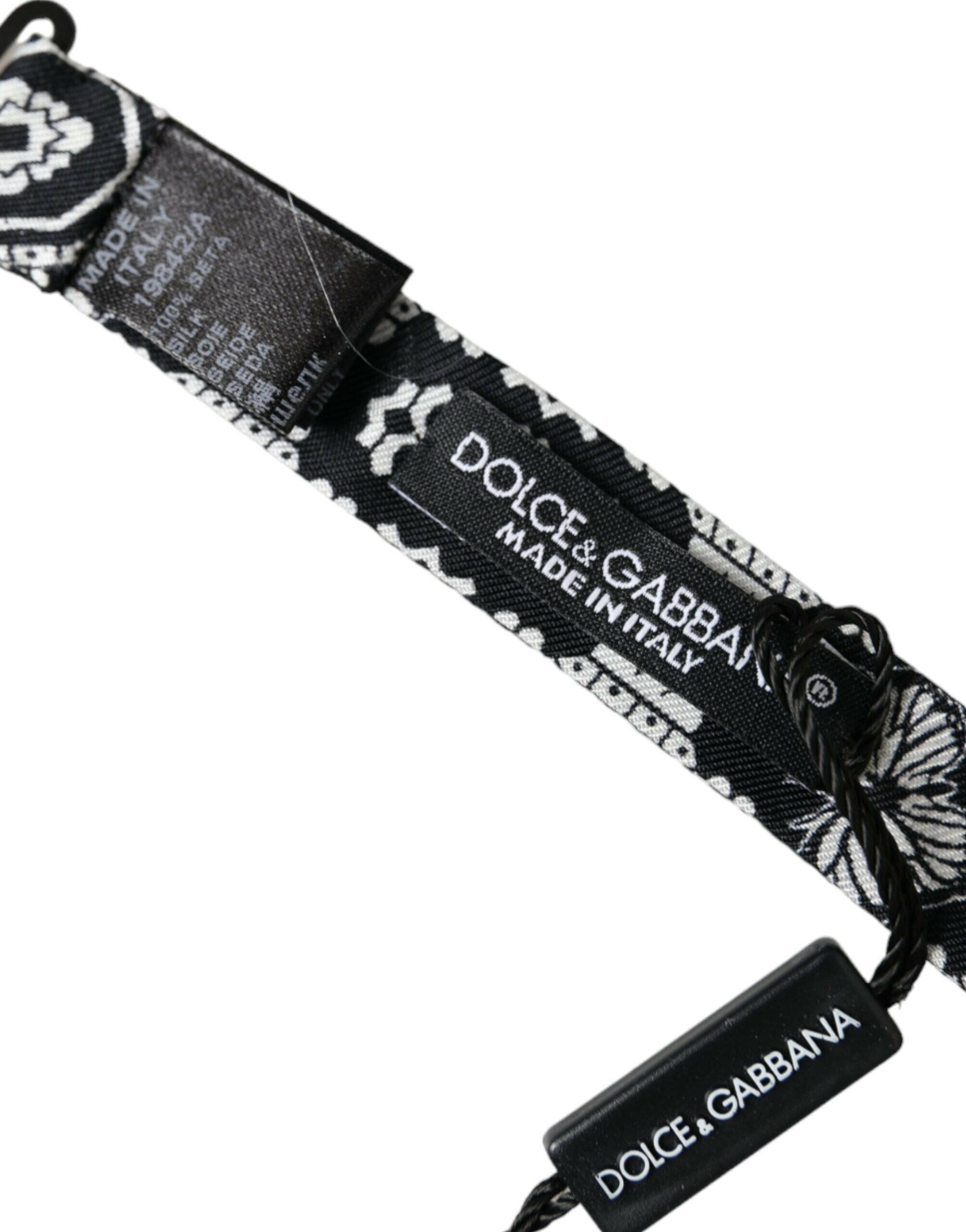 Dolce & Gabbana Black White Printed Adjustable Neck Men Bow Tie -  Neckties, Men -  Dolce & Gabbana. Dolce & Gabbana Black White Printed Adjustable Neck Men Bow Tie -  Neckties, Men -  Dolce & Gabbana.