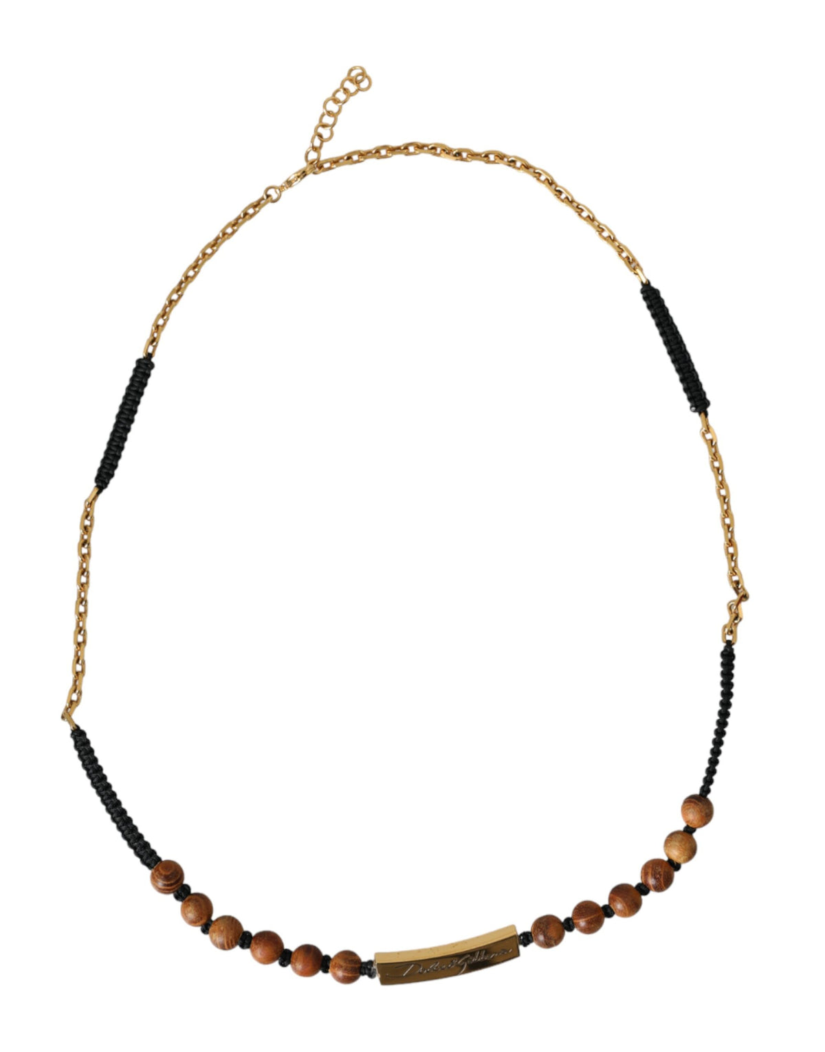 Dolce & Gabbana Black Gold Wooden Beaded Logo Pendant -   -  Dolce & Gabbana.