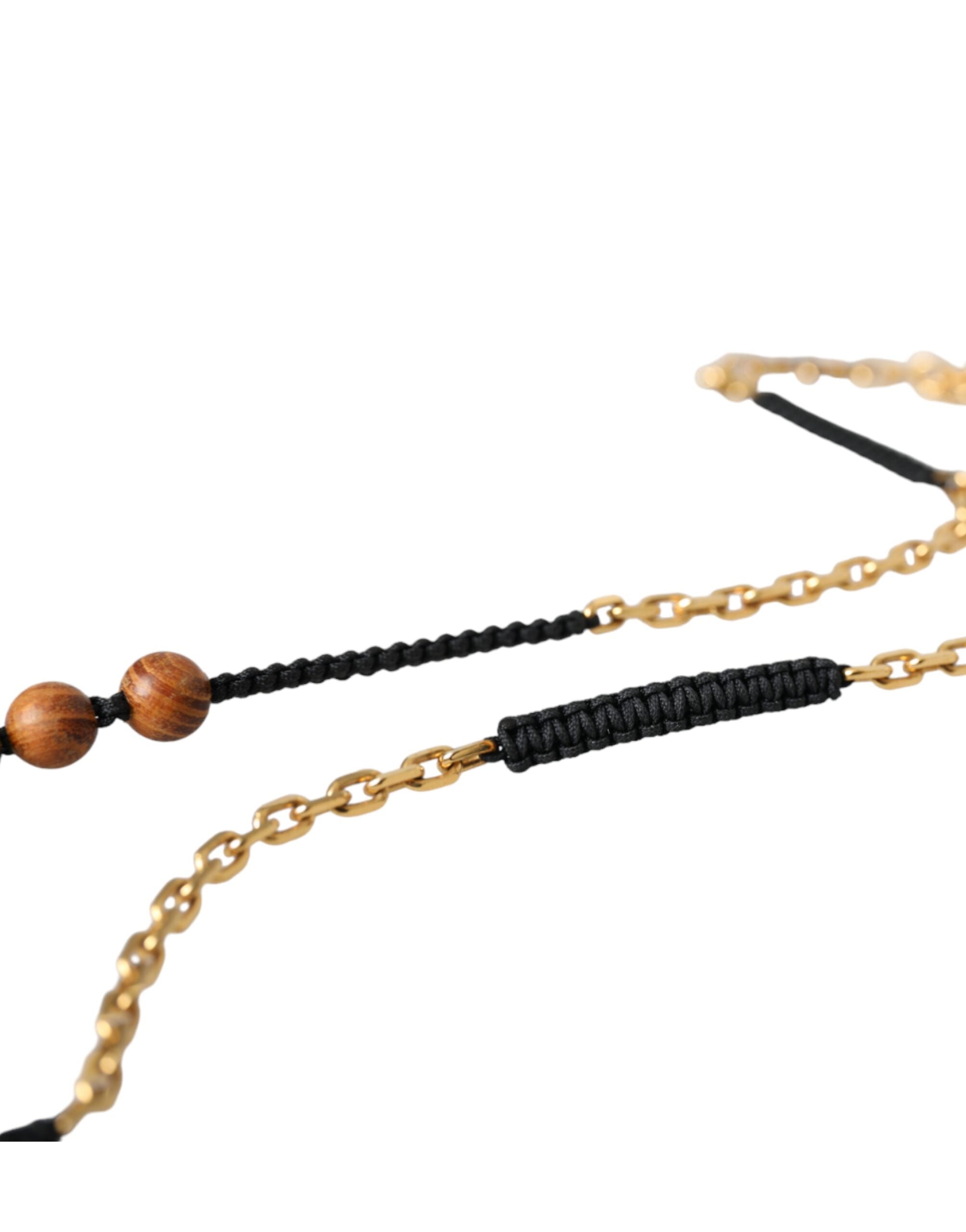 Dolce & Gabbana Black Gold Wooden Beaded Logo Pendant -   -  Dolce & Gabbana. Dolce & Gabbana Black Gold Wooden Beaded Logo Pendant -   -  Dolce & Gabbana.