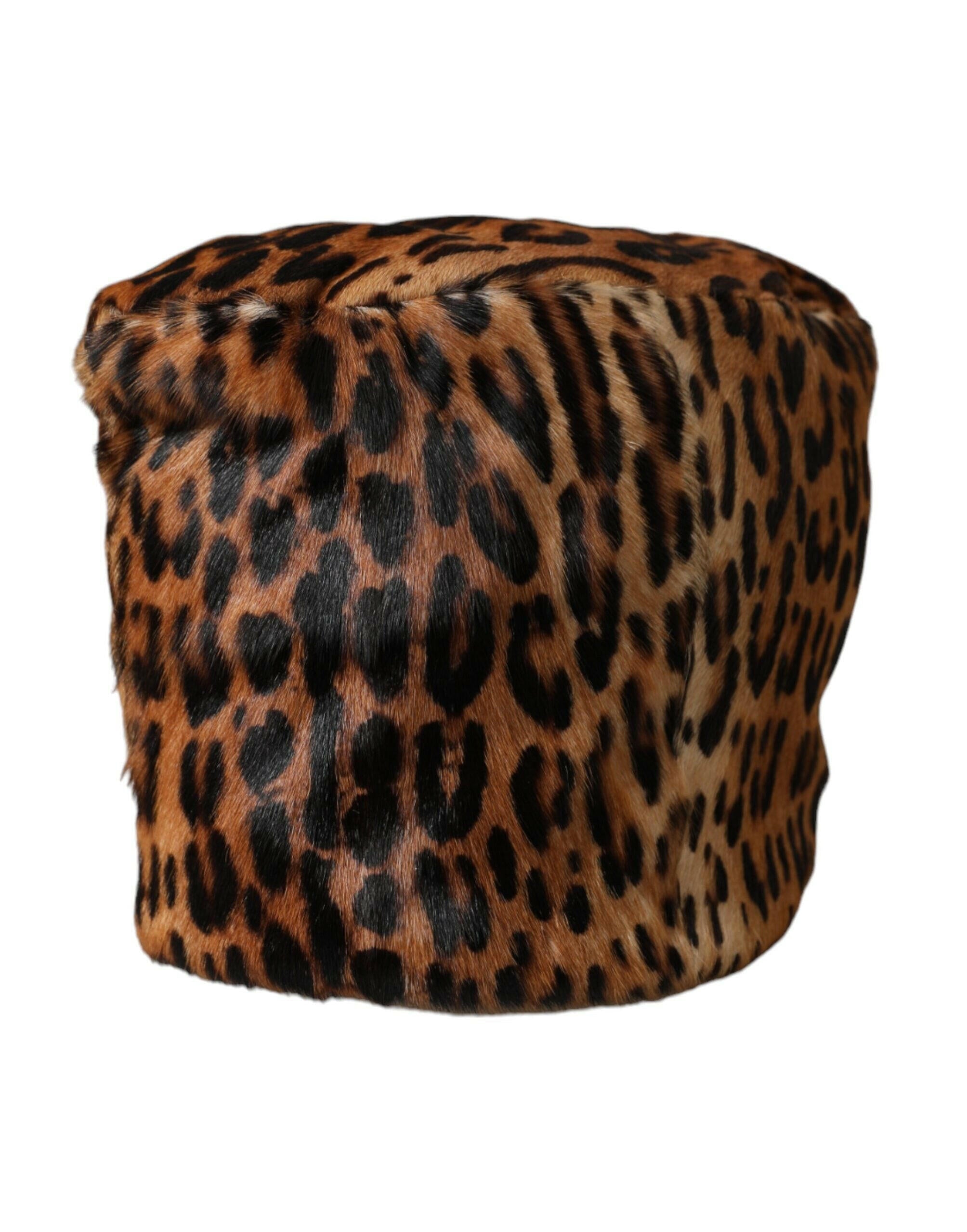 Dolce & Gabbana Brown Leopard Fur Women Bucket Hat -   -  Dolce & Gabbana. Dolce & Gabbana Brown Leopard Fur Women Bucket Hat -   -  Dolce & Gabbana.