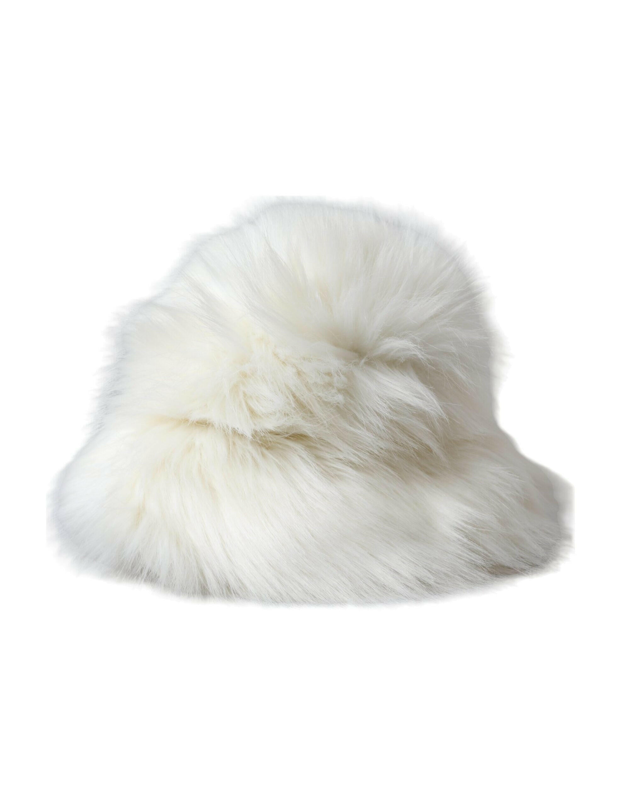 Dolce & Gabbana White Acrylic Fur Womens Bucket Hat -   -  Dolce & Gabbana.