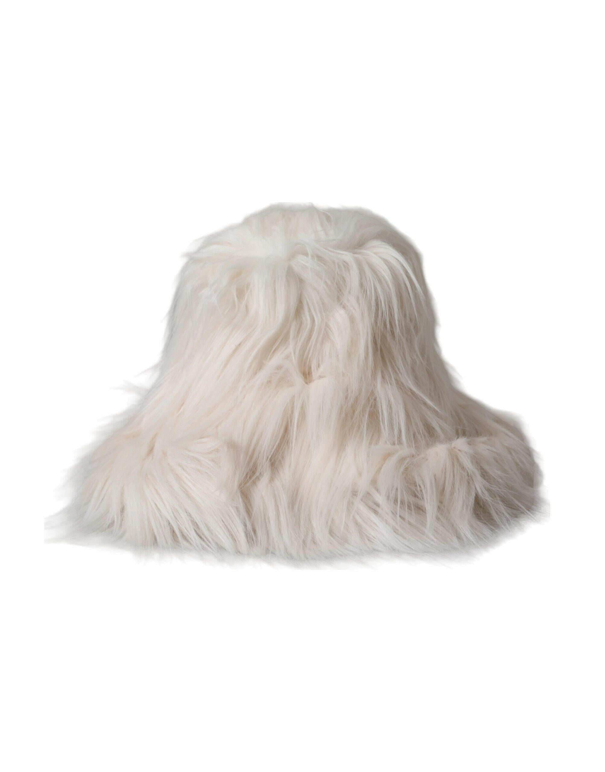 Dolce & Gabbana Off White Acrylic Fur Womens Bucket Hat -   -  Dolce & Gabbana.