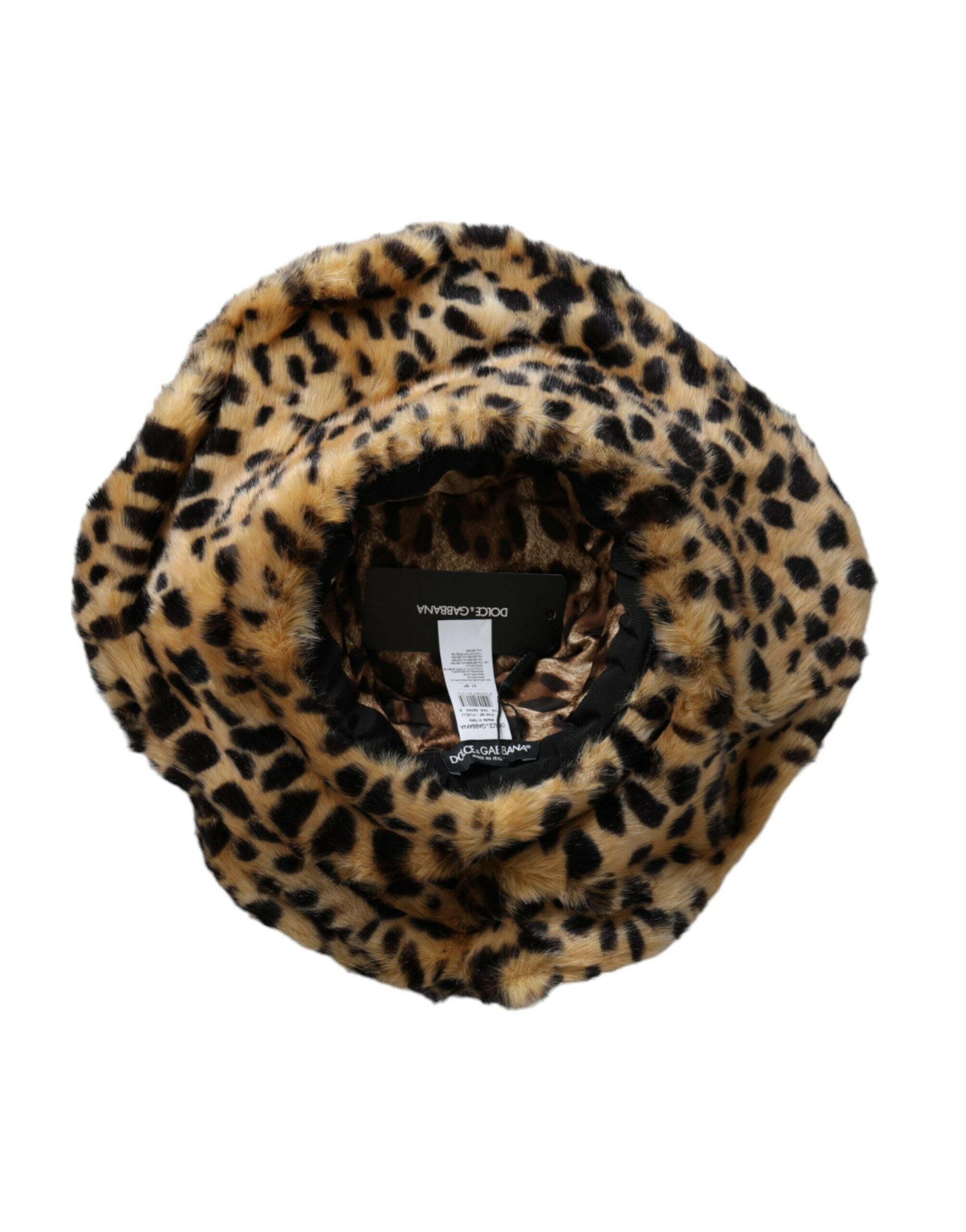 Dolce & Gabbana Brown Leopard Fur Women Bucket Hat -   -  Dolce & Gabbana. Dolce & Gabbana Brown Leopard Fur Women Bucket Hat -   -  Dolce & Gabbana.