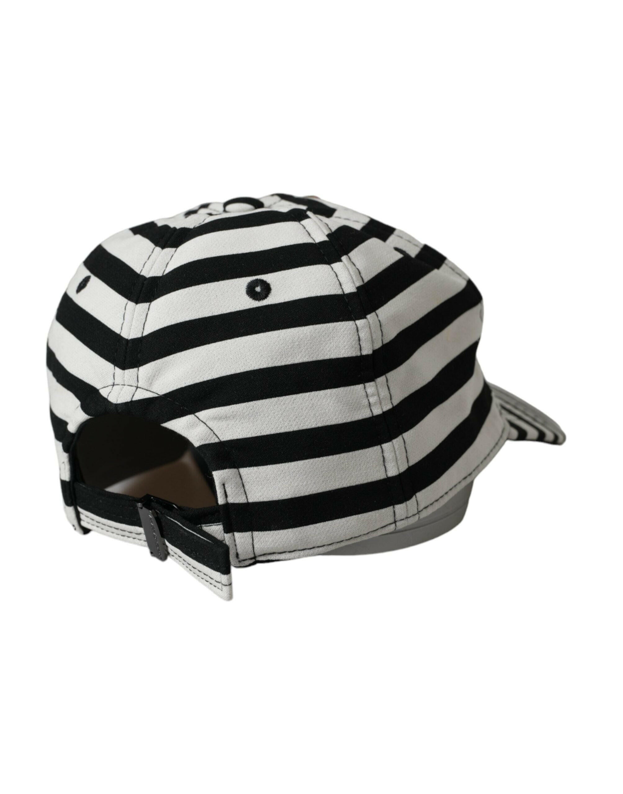 Dolce & Gabbana Black White Stripe Amore Heart Applique Baseball Hat -   -  Dolce & Gabbana. Dolce & Gabbana Black White Stripe Amore Heart Applique Baseball Hat -   -  Dolce & Gabbana.