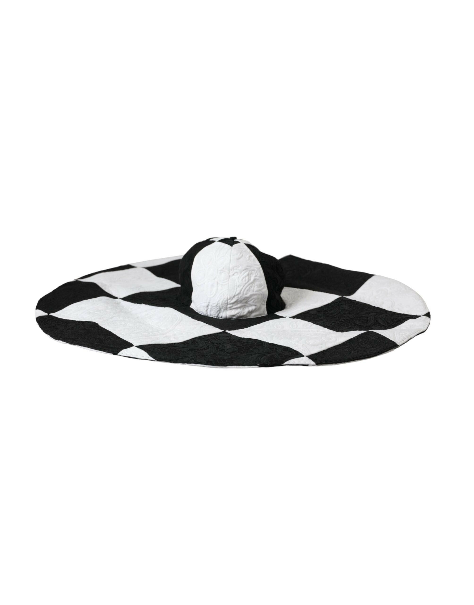 Dolce & Gabbana Black White Checkered Wide Brim Floppy Hat -   -  Dolce & Gabbana. Dolce & Gabbana Black White Checkered Wide Brim Floppy Hat -   -  Dolce & Gabbana.