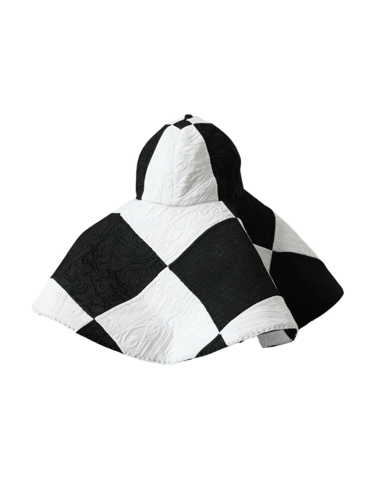 Dolce & Gabbana Black White Checkered Wide Brim Floppy Hat -   -  Dolce & Gabbana.