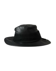 Dolce & Gabbana Black Leather DG Coin Crystal Wide Brim Hat -   -  Dolce & Gabbana.