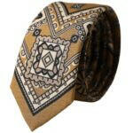 Dolce & Gabbana Yellow 100% Silk Wheel Print Adjustable Men Tie -  Neckties, Men -  Dolce & Gabbana.