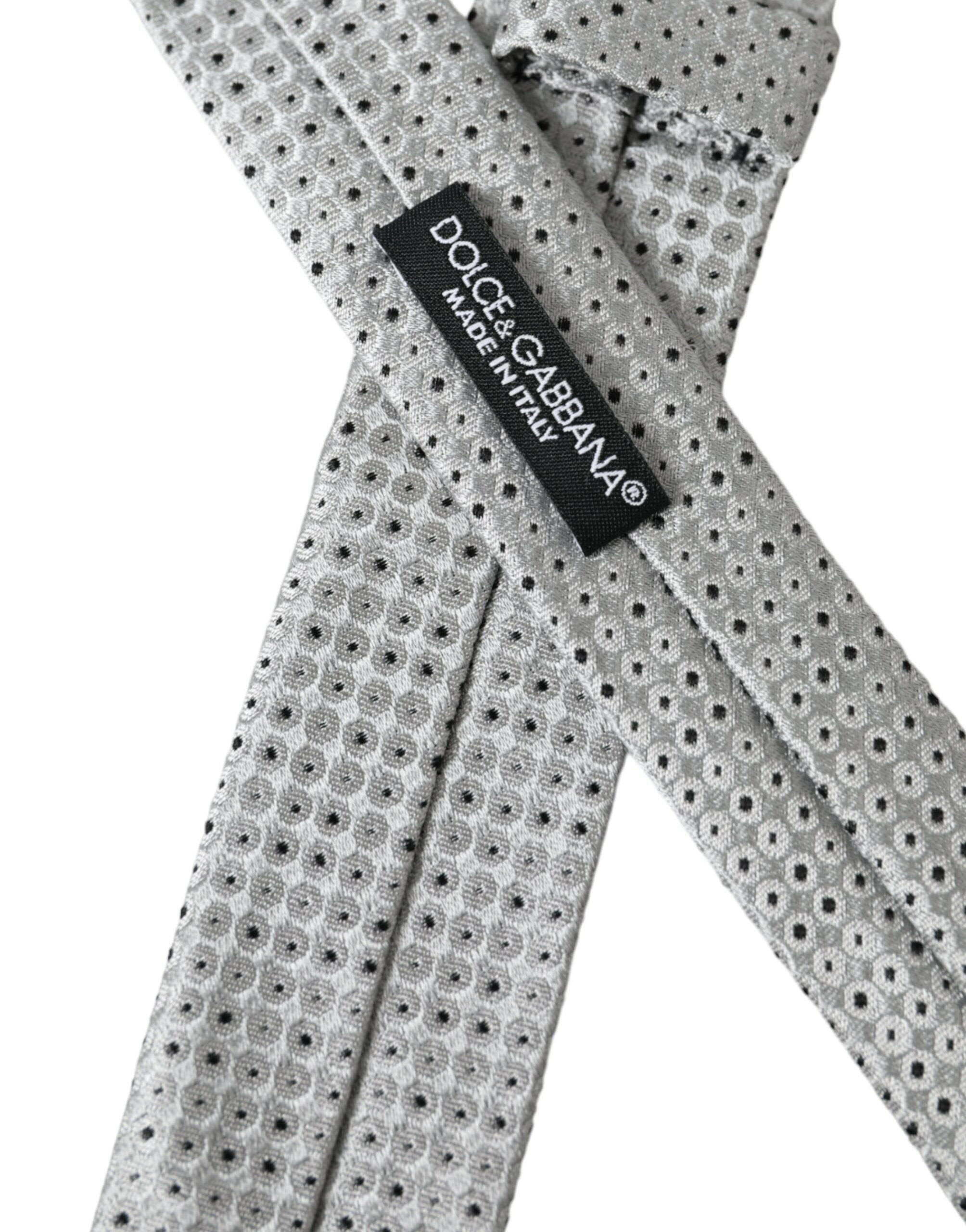 Dolce & Gabbana Light Gray Polka Dot Silk Adjustable Men Tie -  Neckties, Men -  Dolce & Gabbana. Dolce & Gabbana Light Gray Polka Dot Silk Adjustable Men Tie -  Neckties, Men -  Dolce & Gabbana.